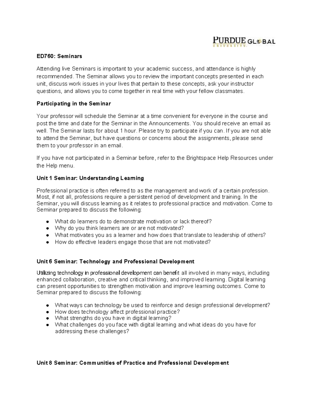 ED760: Seminar Topics on Learning & Professional Development - Studocu