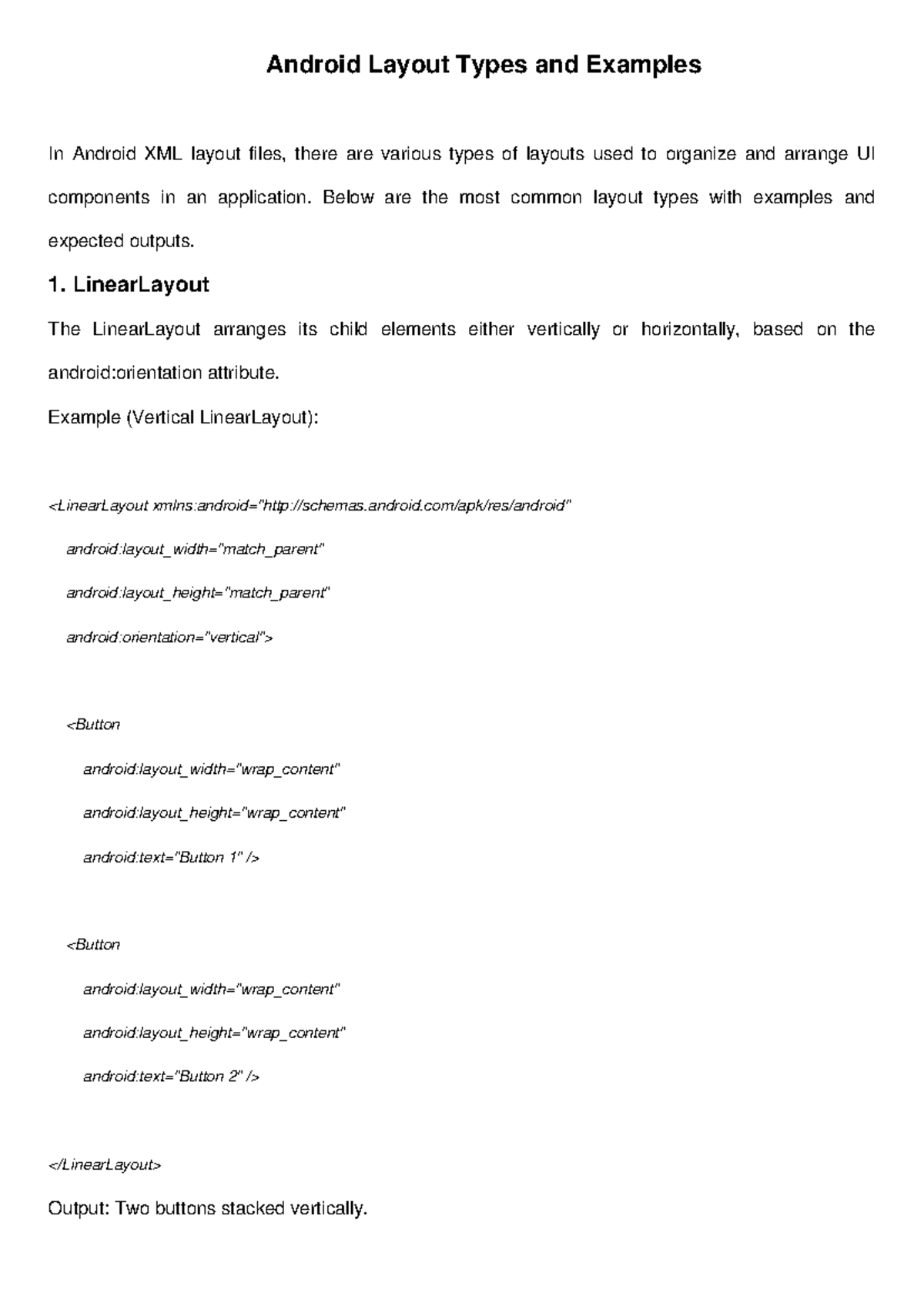 Android Layouts Examples - Android Layout Types and Examples In Android ...
