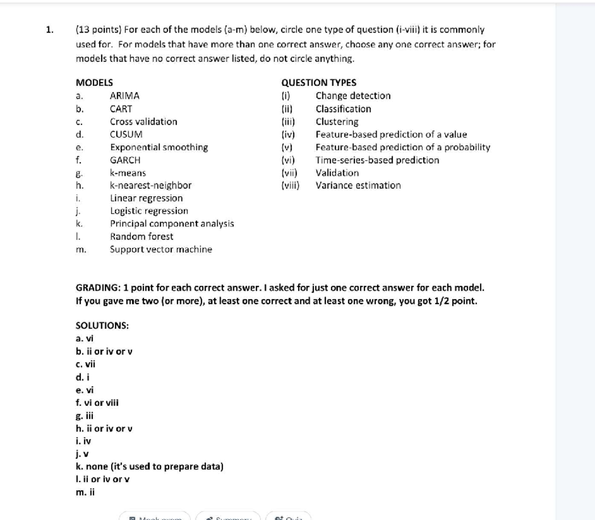Midterm 1 Questions: Model Evaluation and Data Analysis Techniques ...