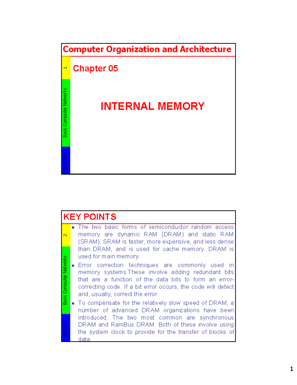 Chapter 05: Internal Memory Overview - Computer Networks 1 - Studocu