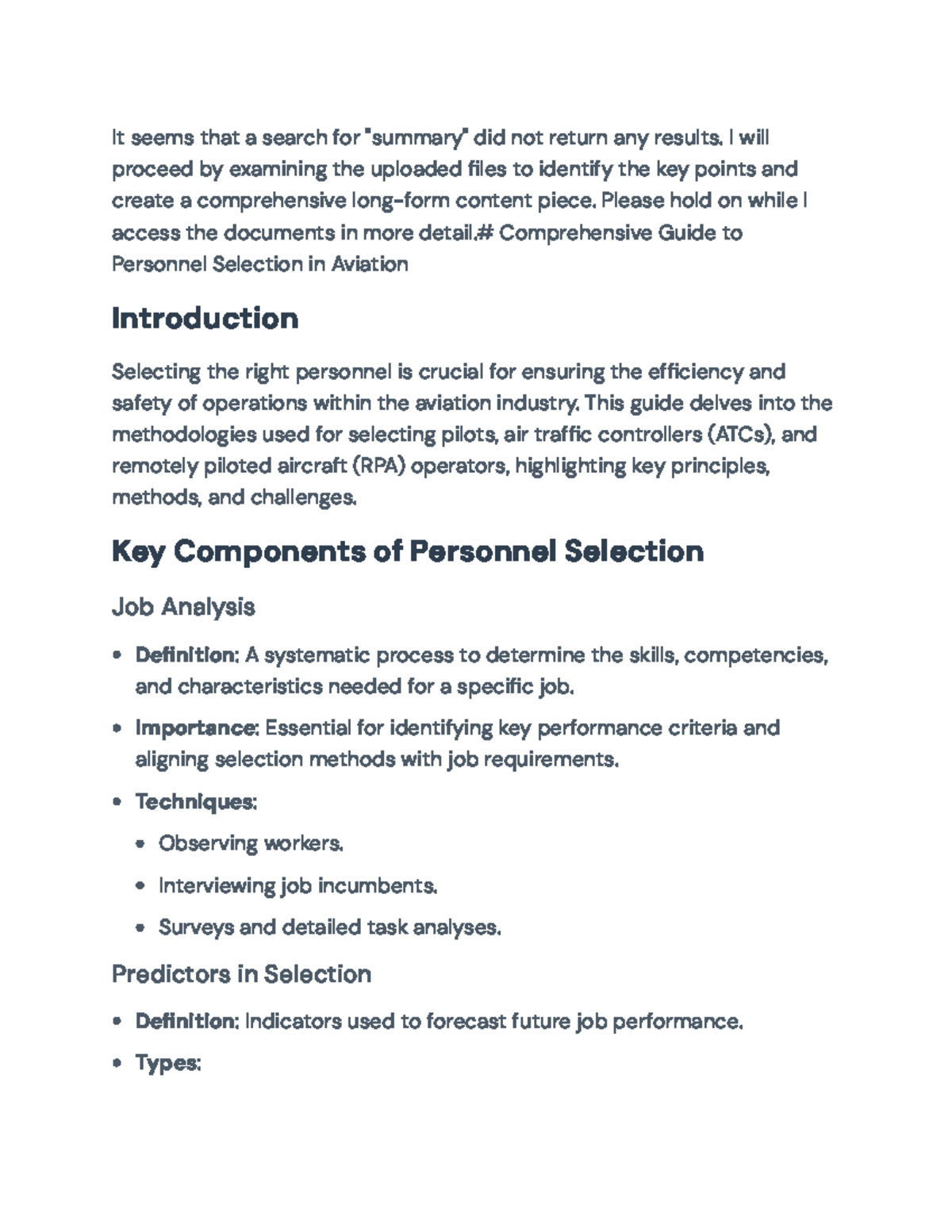 Comprehensive Personnel Selection Guide for Aviation (Aviation 101 ...