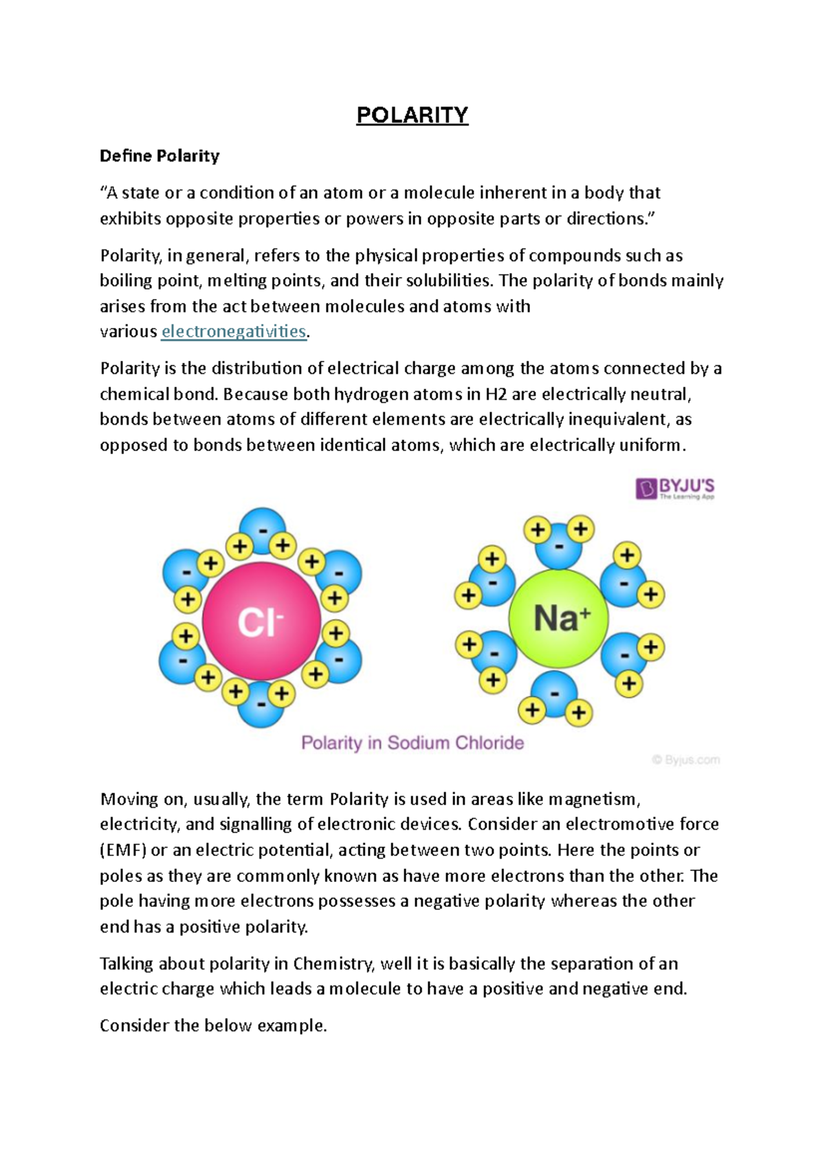 POLARITY Study Notes: Understanding Polar and Non-Polar Bonds - Studocu