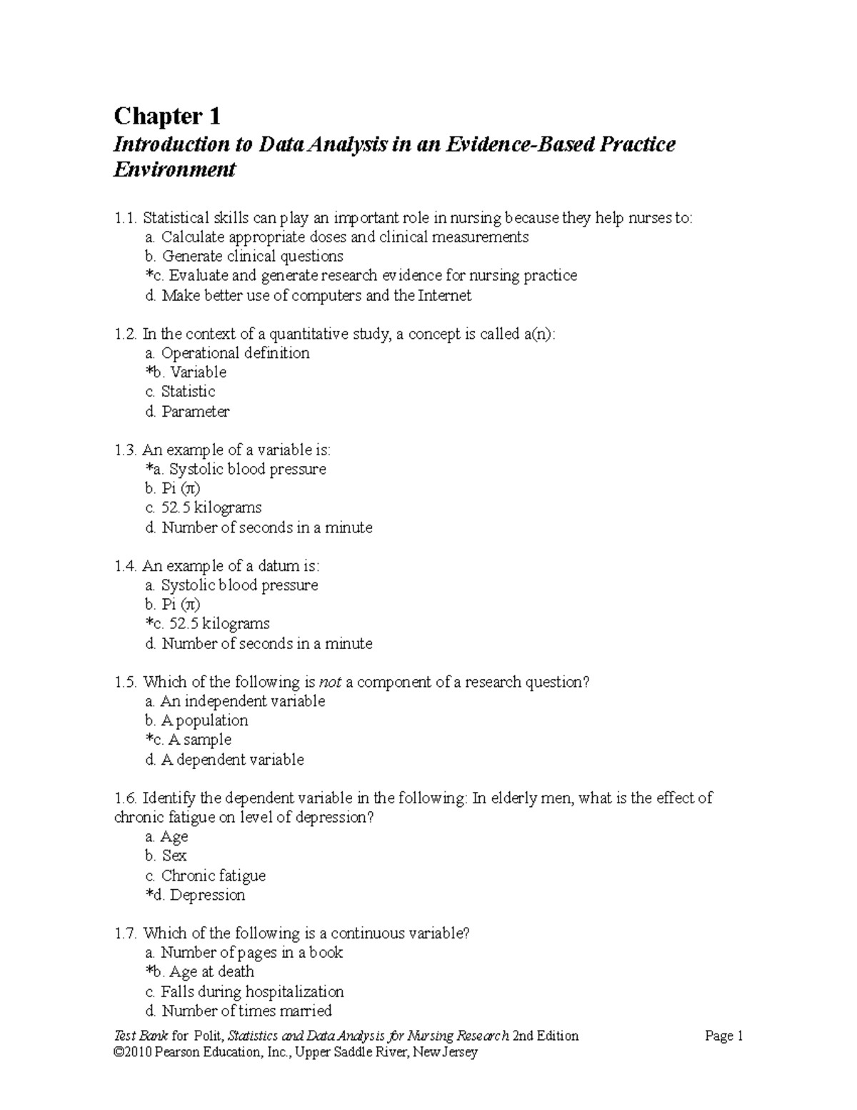 Test Bank - Stats: Key Concepts from Chapters 1 to 4 - Studocu