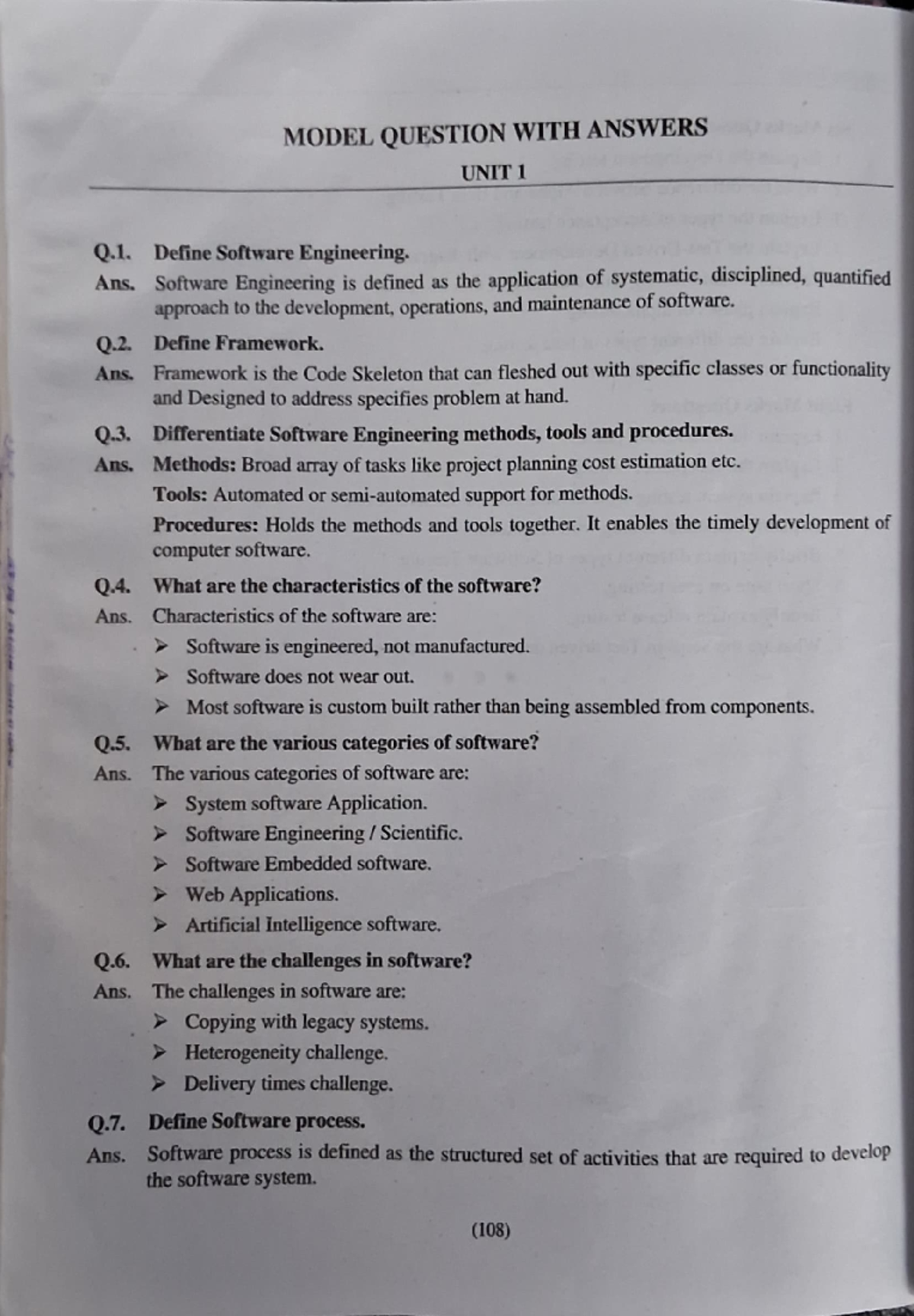 SE Important Questions: Model Questions with Answers for Unit 1-4 - Studocu