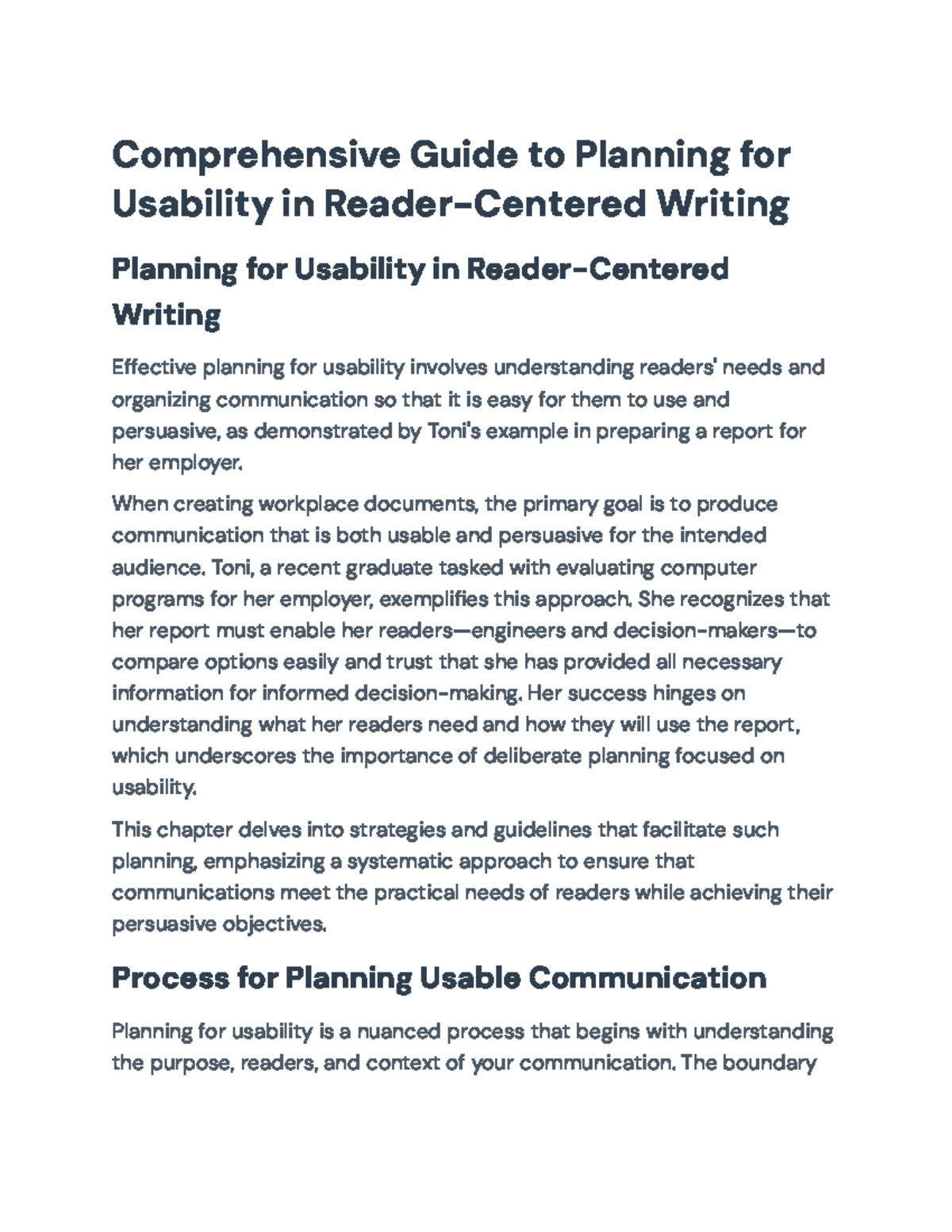 Guidelines for Defining Communication Objectives and Reader Profiles ...