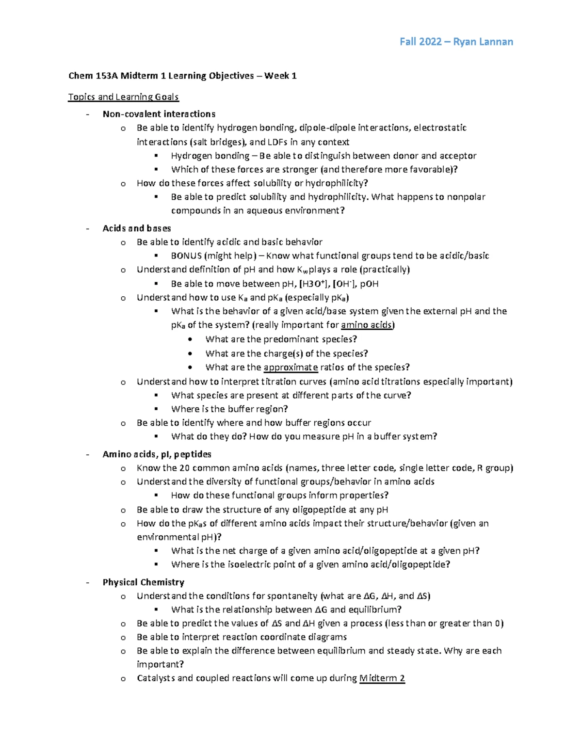 CHEM 153A Midterm 2 Learning Objectives: Carbohydrates Overview - Studocu