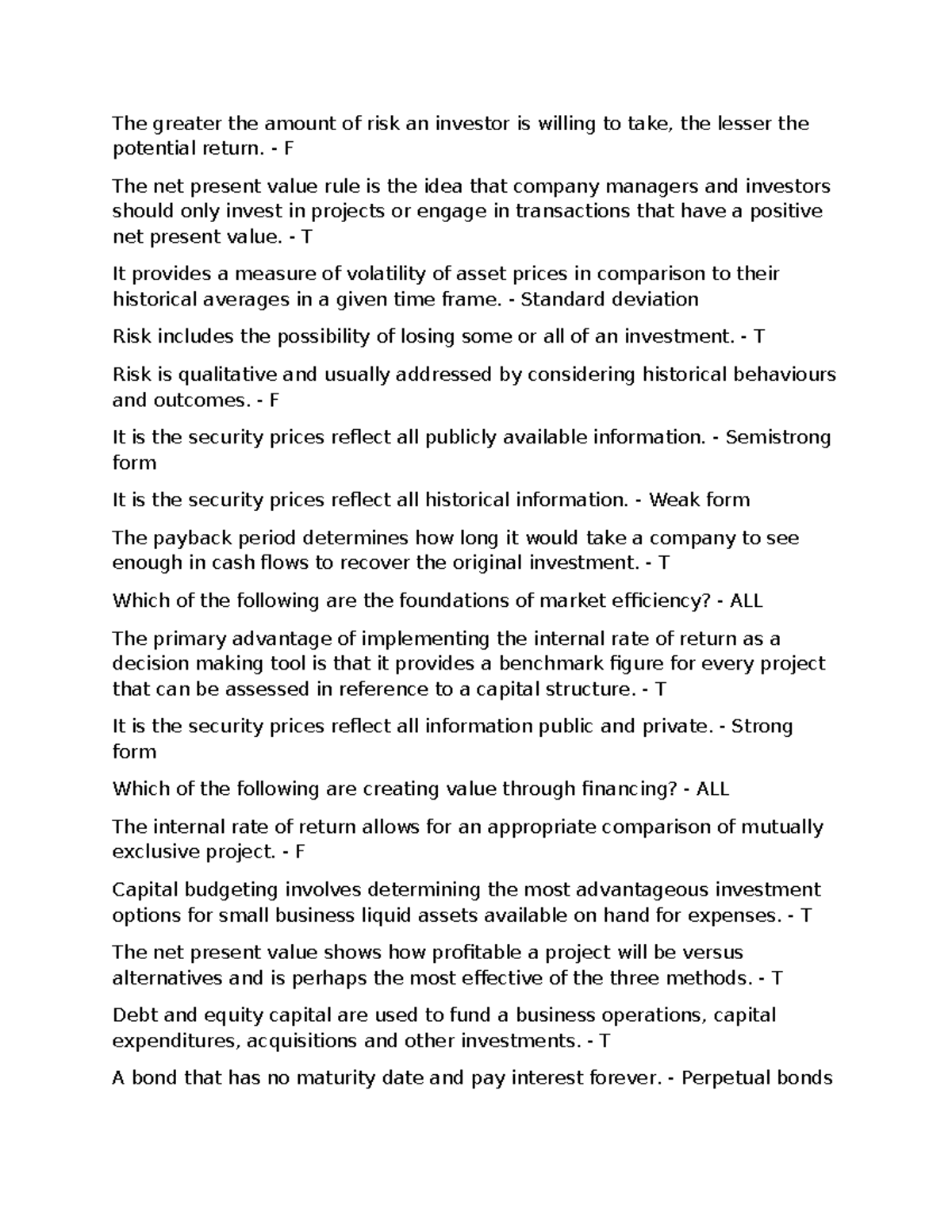 Valuation Concepts and Methods 2: Understanding Risk and Returns - Studocu