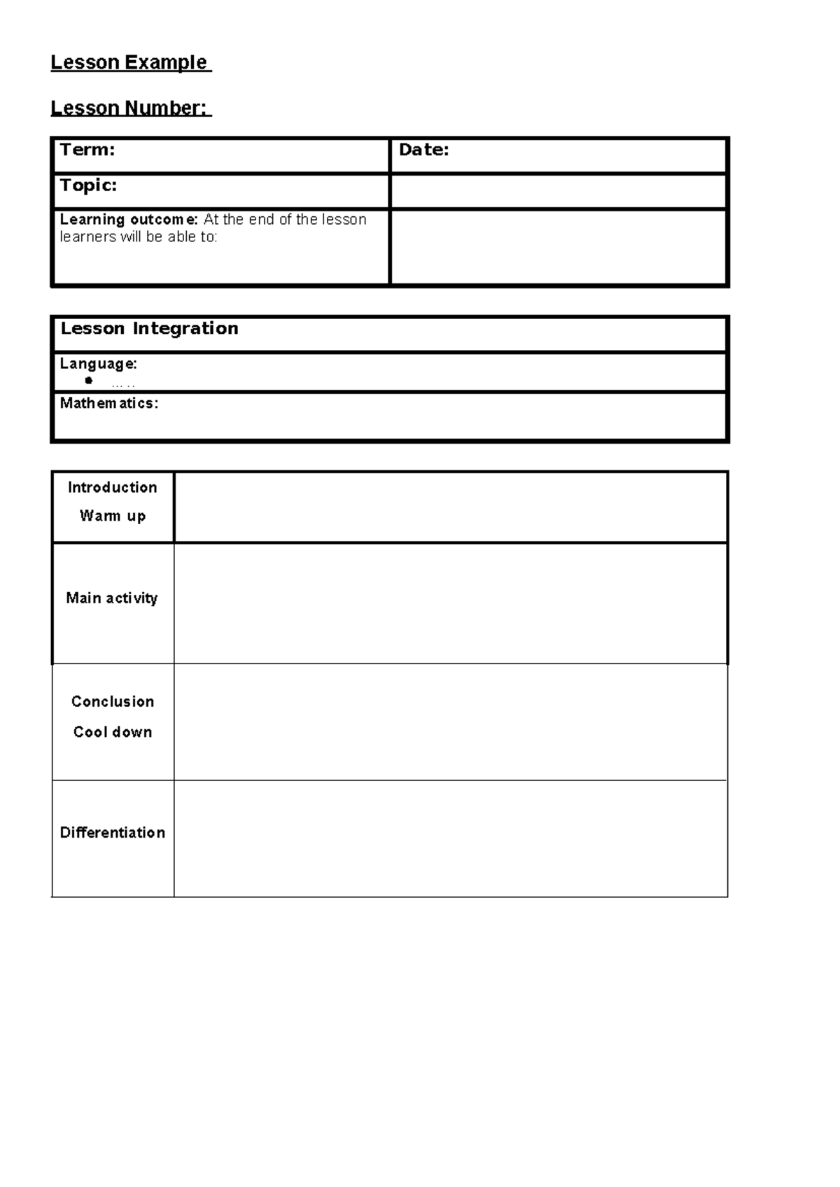 Grade R Lesson Template - Lesson Example Lesson Number: Term: Date ...