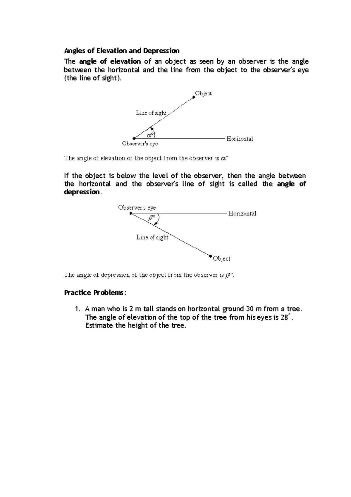 Solutions OF Right Triangles - Angles of Elevation and Depression The ...