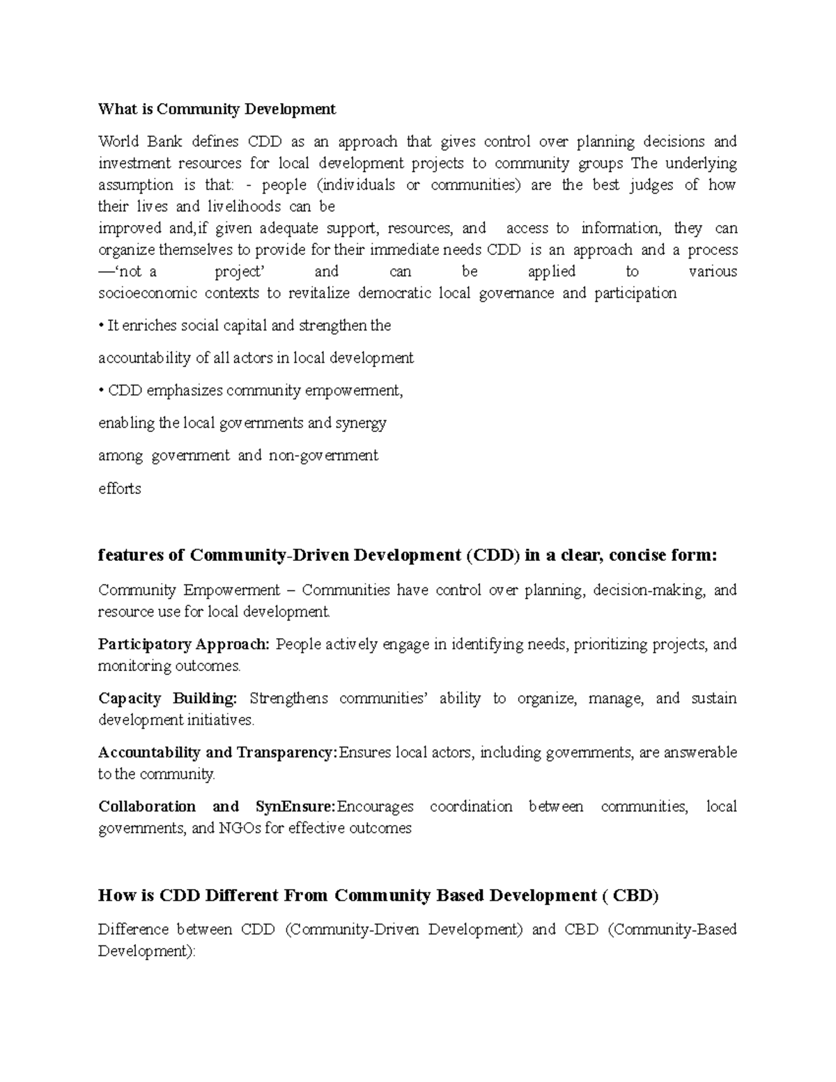 Development Administration Course Notes: Community Development & CDD ...