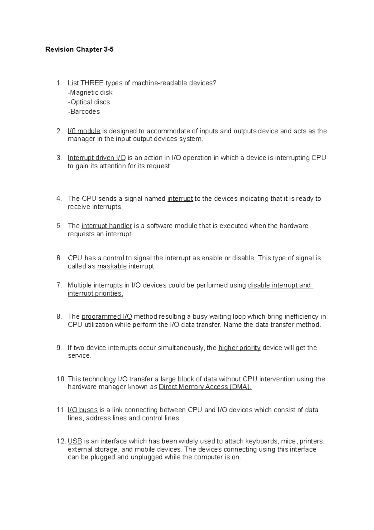 CSC429 Chapter 3 Revision: Machine-Readable Devices & I/O Concepts ...