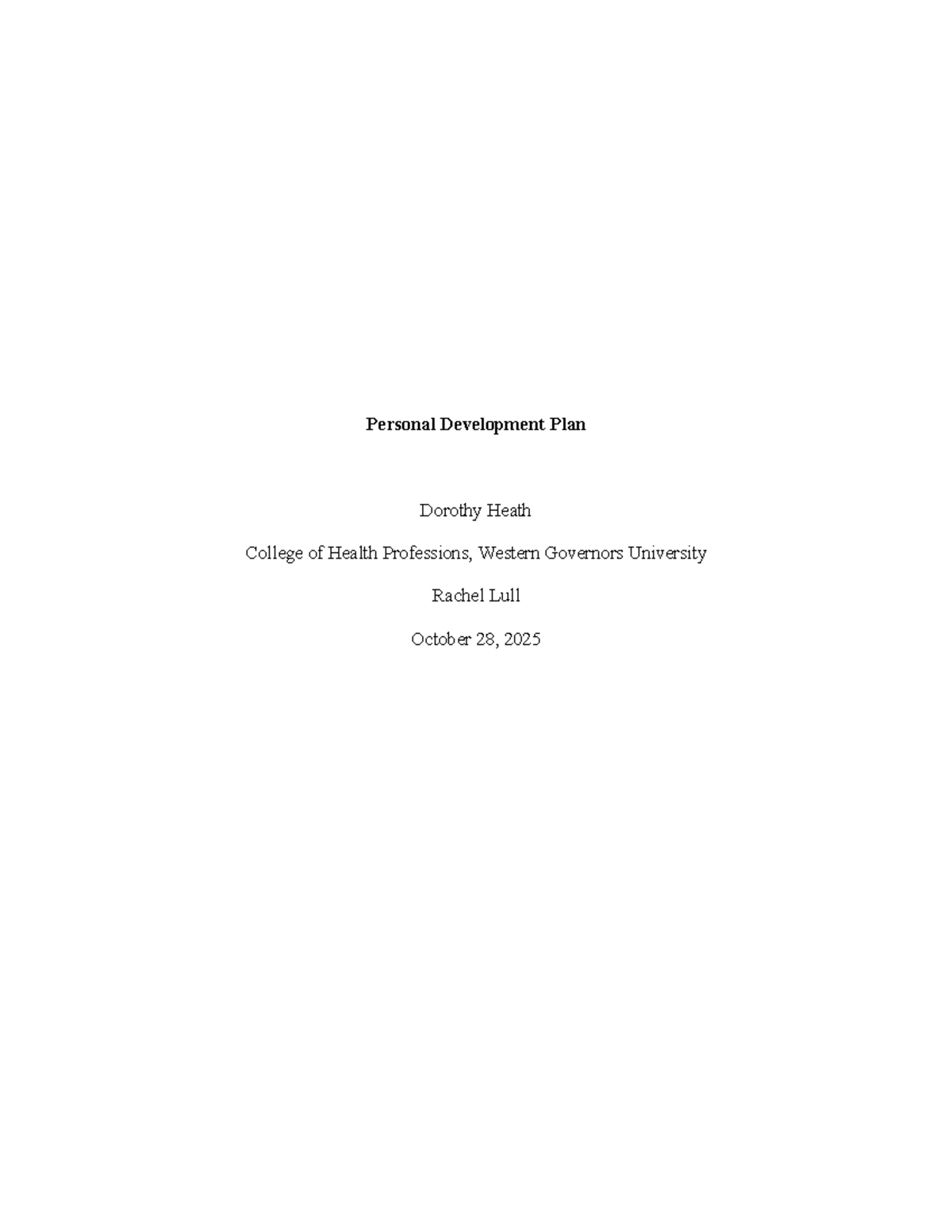 Personal Development Plan - Heath D218 Task 1 Essay - Studocu
