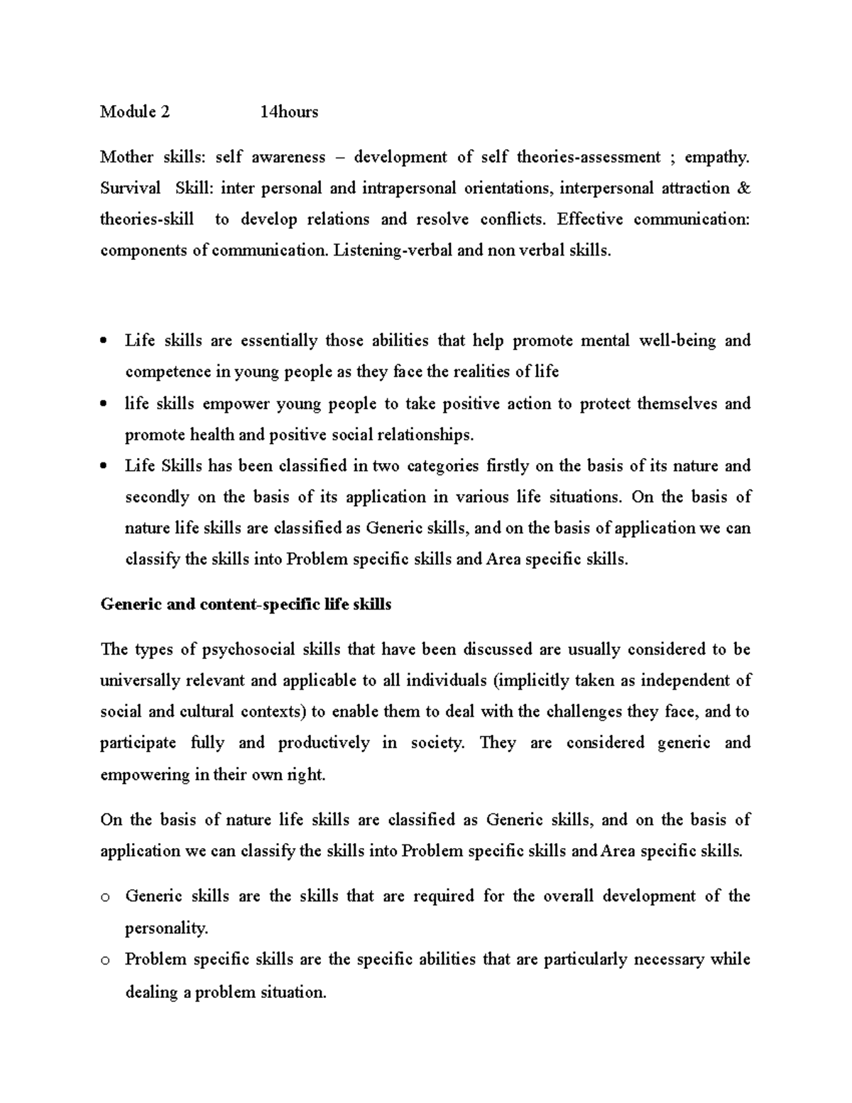 LIFE Skill Education Applications AND Training module 2 - brief ...