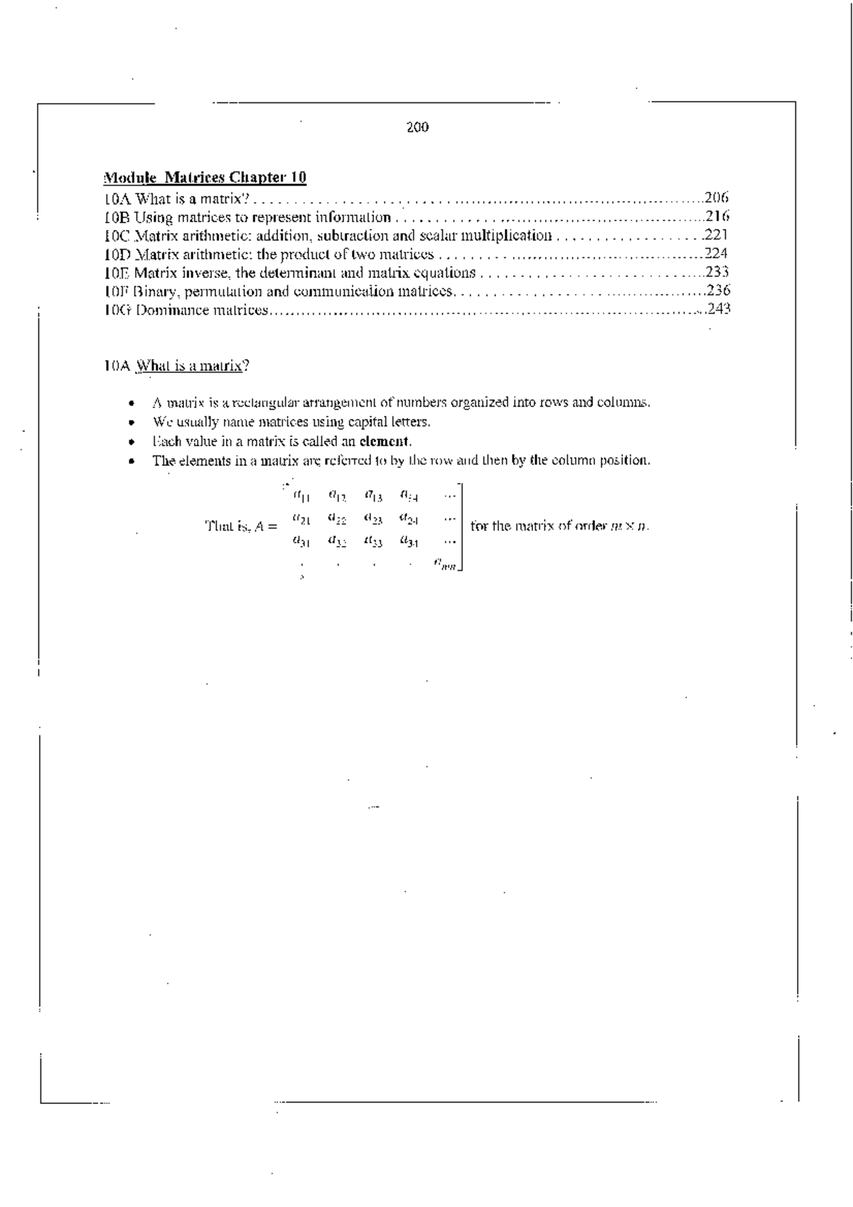 Matrices Module 200: Chapter 10 Overview and Key Concepts - Studocu