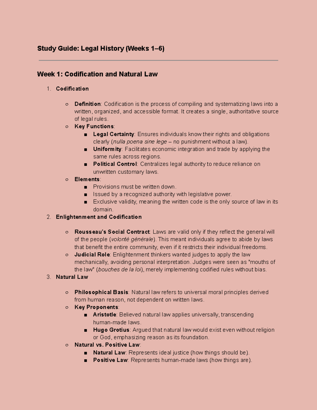 LH Study Material: Summarized Notes on Legal History (Weeks 1-6 ...