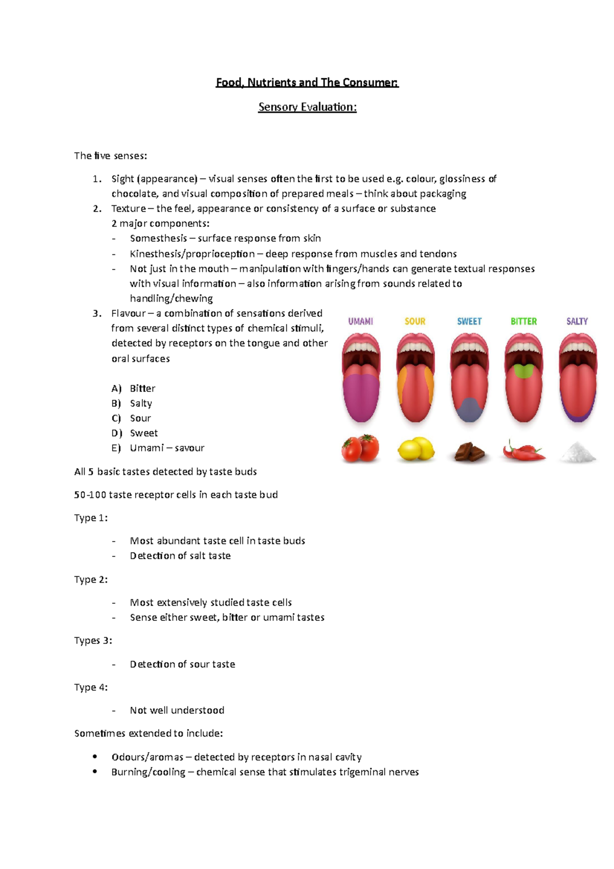 Lecture 3 - Sensory Evaluation of Food and Consumer Experience - Studocu