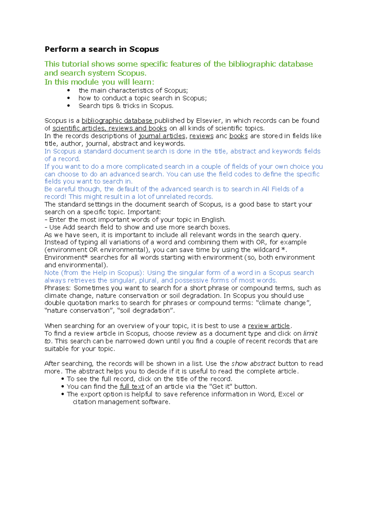 Perform a search in Scopus - Basic Skills for BVG-students - Wageningen ...