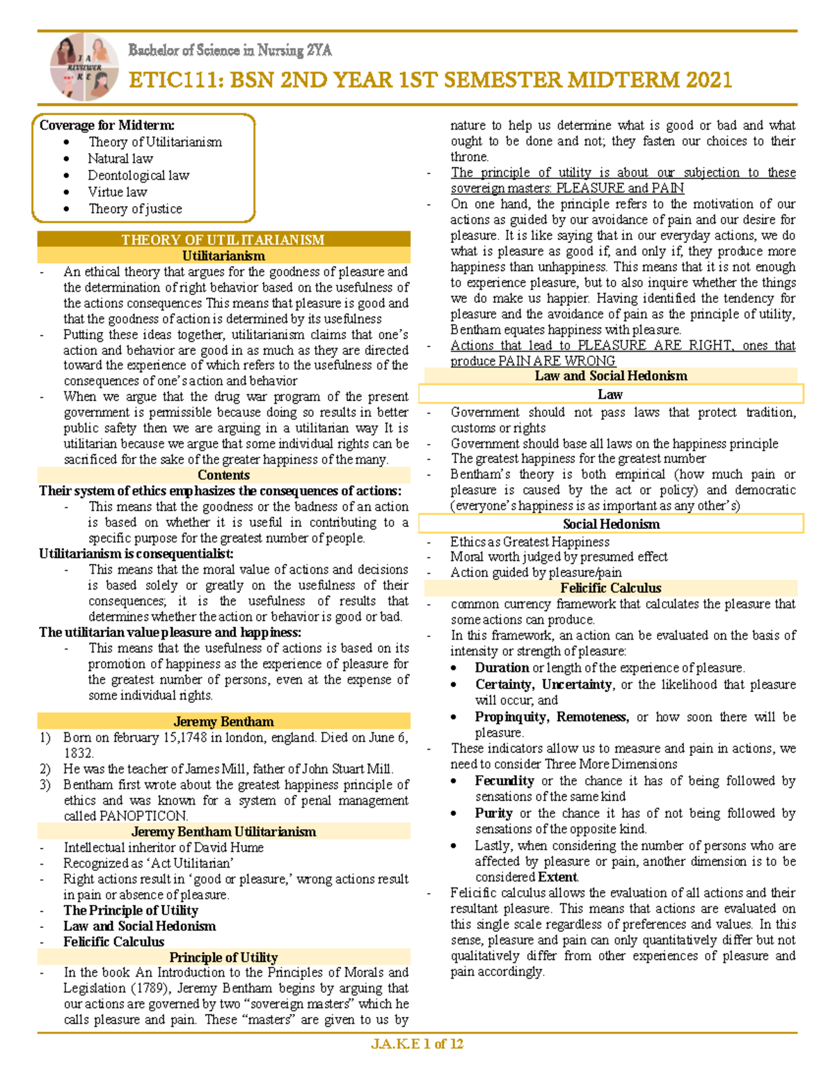 Scribd - based on lecture notes - Bachelor of Science in Nursing 2YA ...