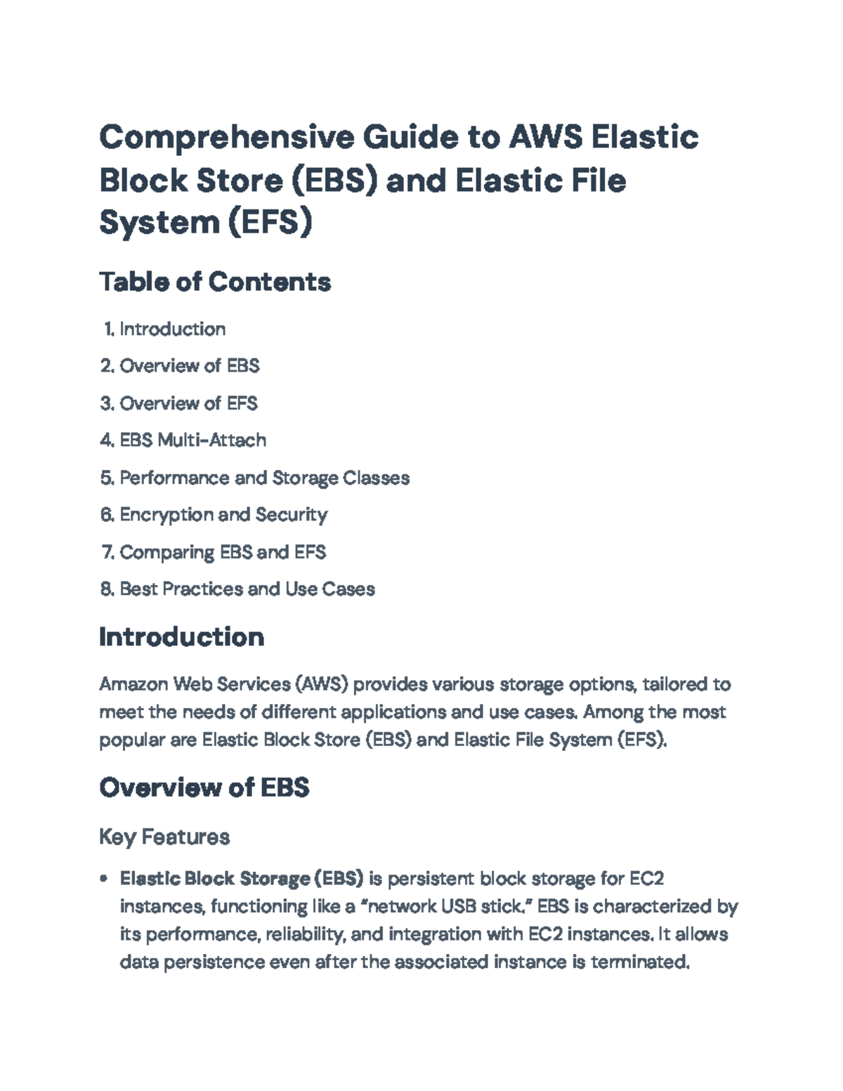 AWS Storage Solutions (AWS 101): Guide to EBS & EFS Usage - Studocu