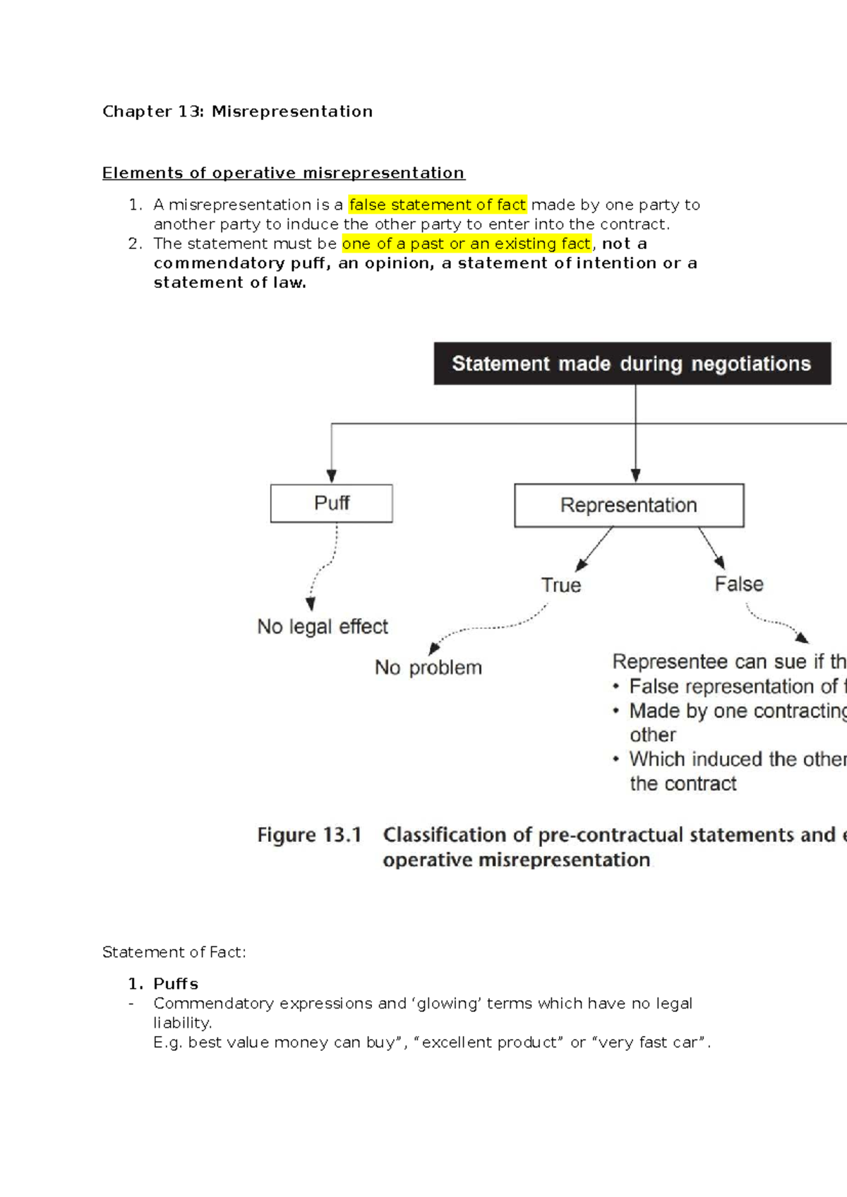 CHAP 12 & 13 Notes - Mistake and Msrepresentation - Chapter 13 ...