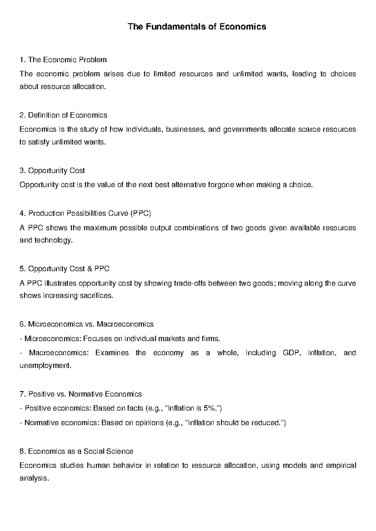 ECO 101: Overview of Key Concepts in Economics Fundamentals - Studocu