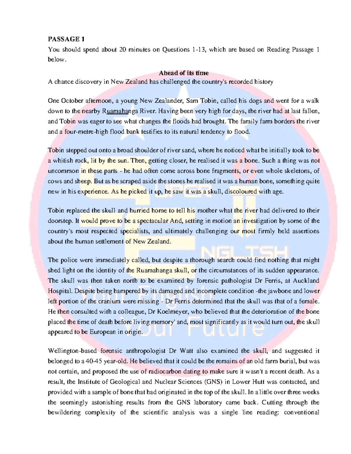Passage 1 - IELTS Reading Test Study Notes and Analysis - Studocu