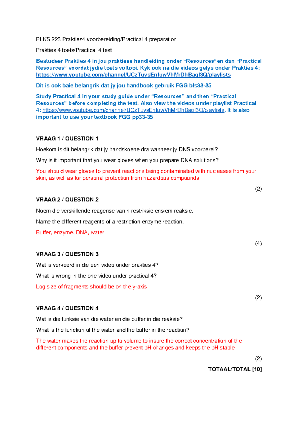 PLKS 223 Practical 4 Test Memo and Preparation Guide - Studocu