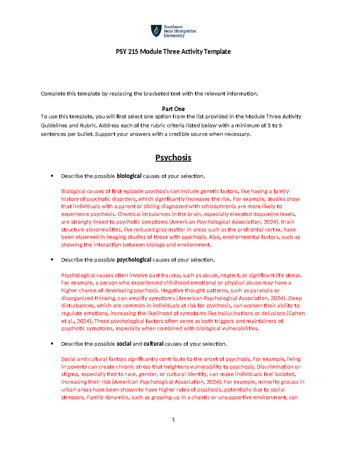 PSY 215 Module Three Activity Template PSY 215 Module Three Activity