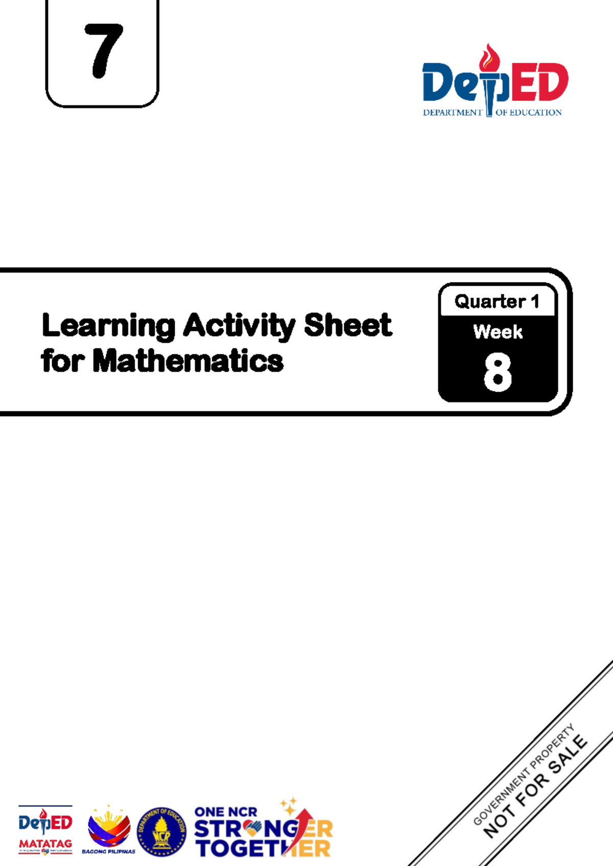 Learning Activity Sheet for Mathematics 7 Q1 Wk8: Subtraction ...