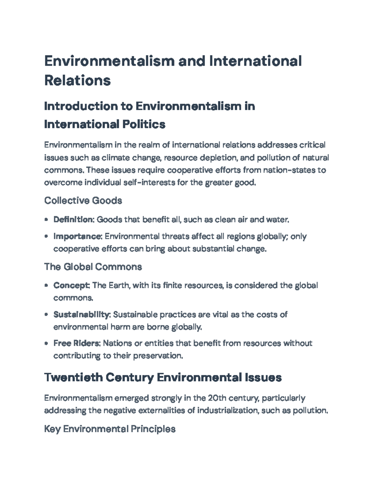International Relations & Environmentalism: Concepts and Global Issues ...