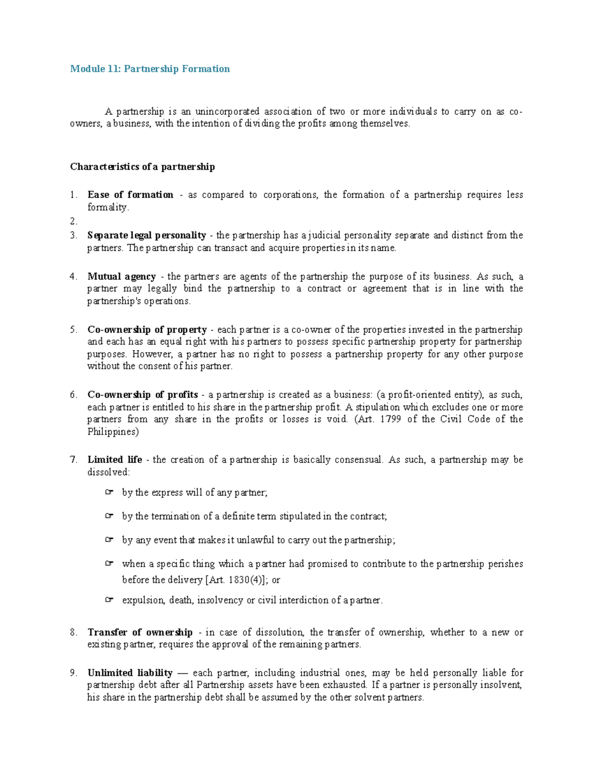 Module 11: Partnership Formation and Accounting Principles - Studocu