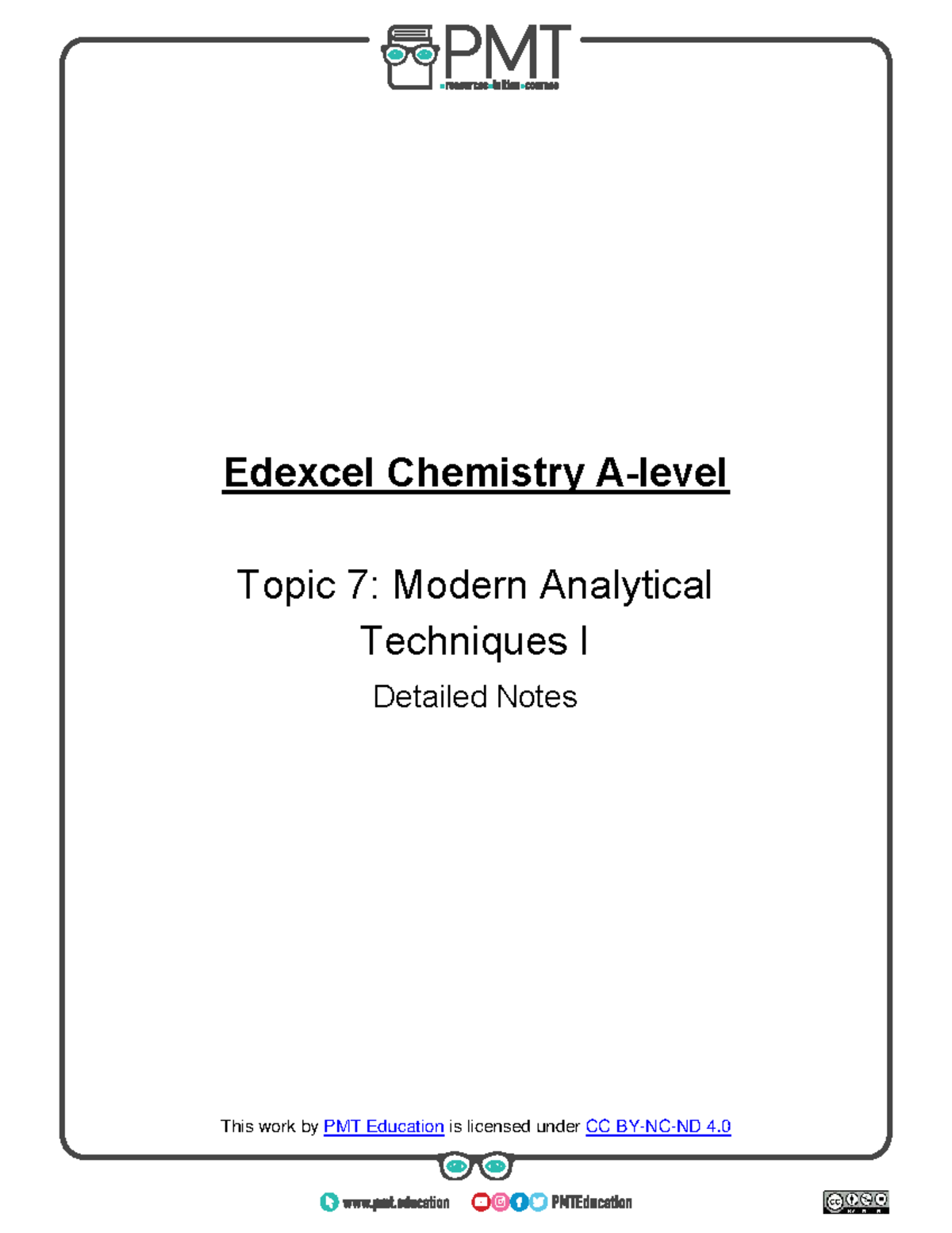 Edexcel Chemistry Topic 7: Modern Analytical Techniques I Notes - Studocu
