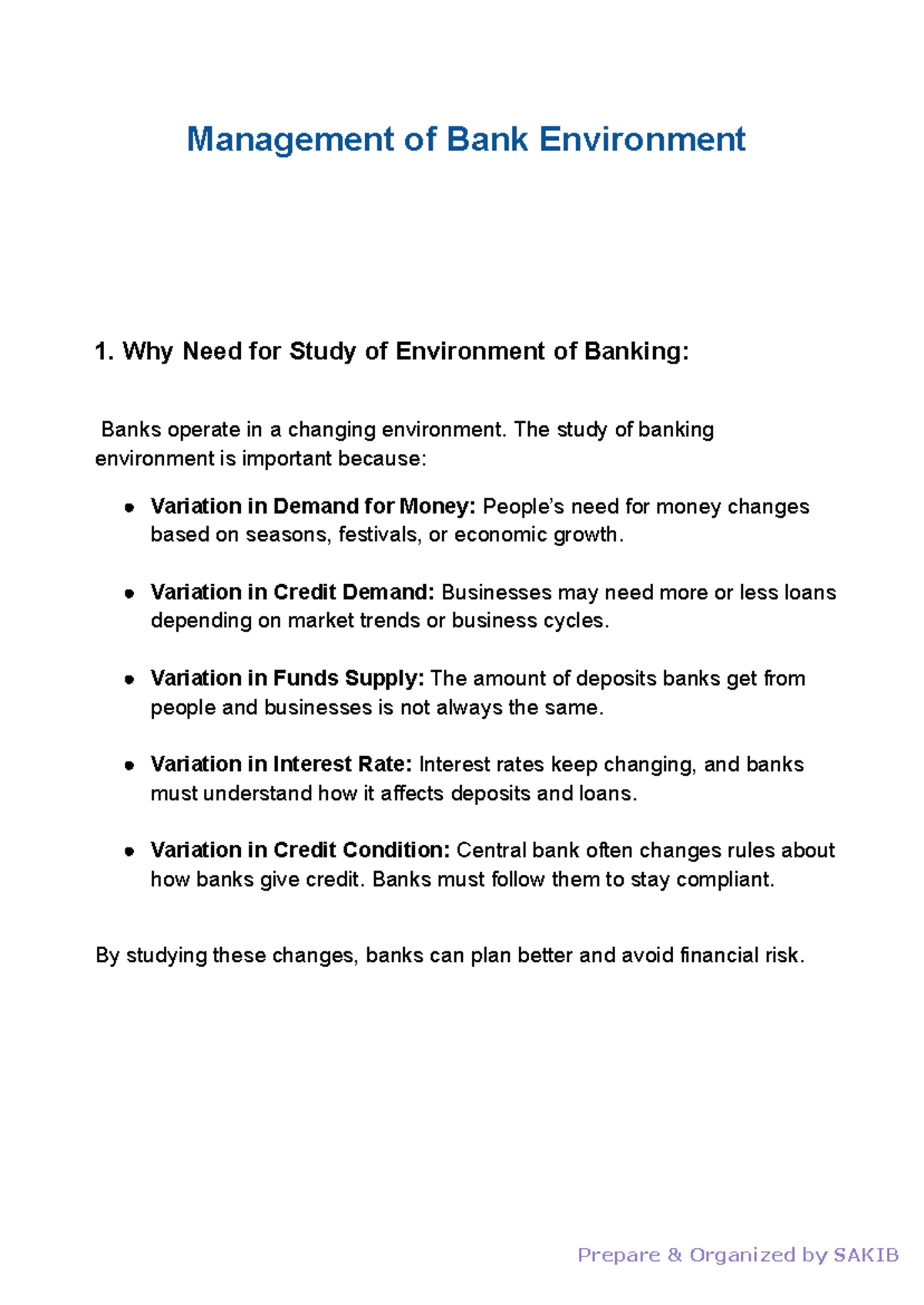Bank Management - Notes (Course Code: BM101) - Studocu