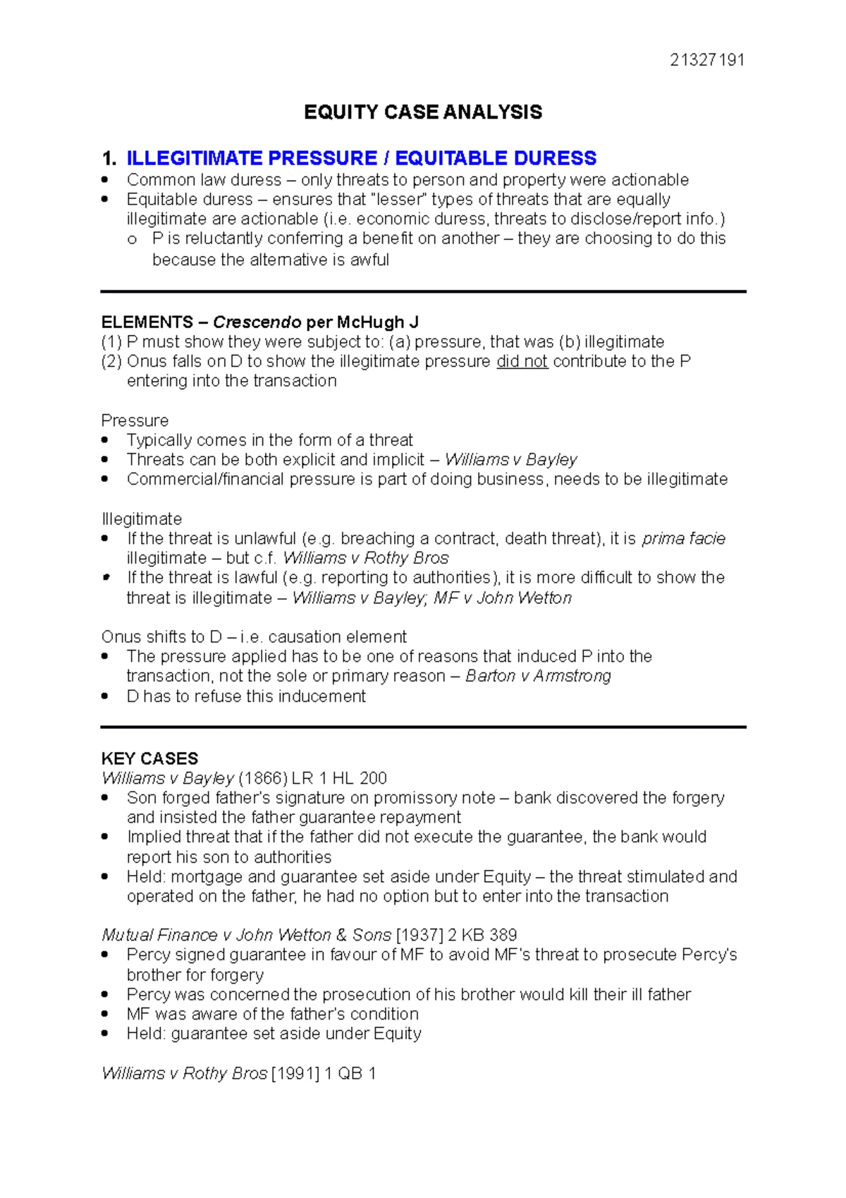 Equity key exam terms - LAWS5103 - Studocu