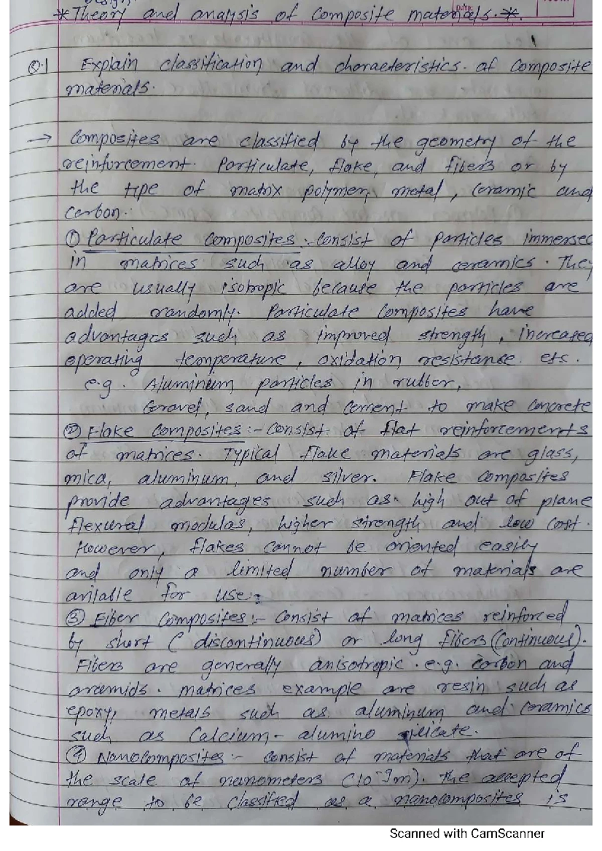 Theory and Analysis of Composite Materials Notes (Q.1-Q.4) - Studocu