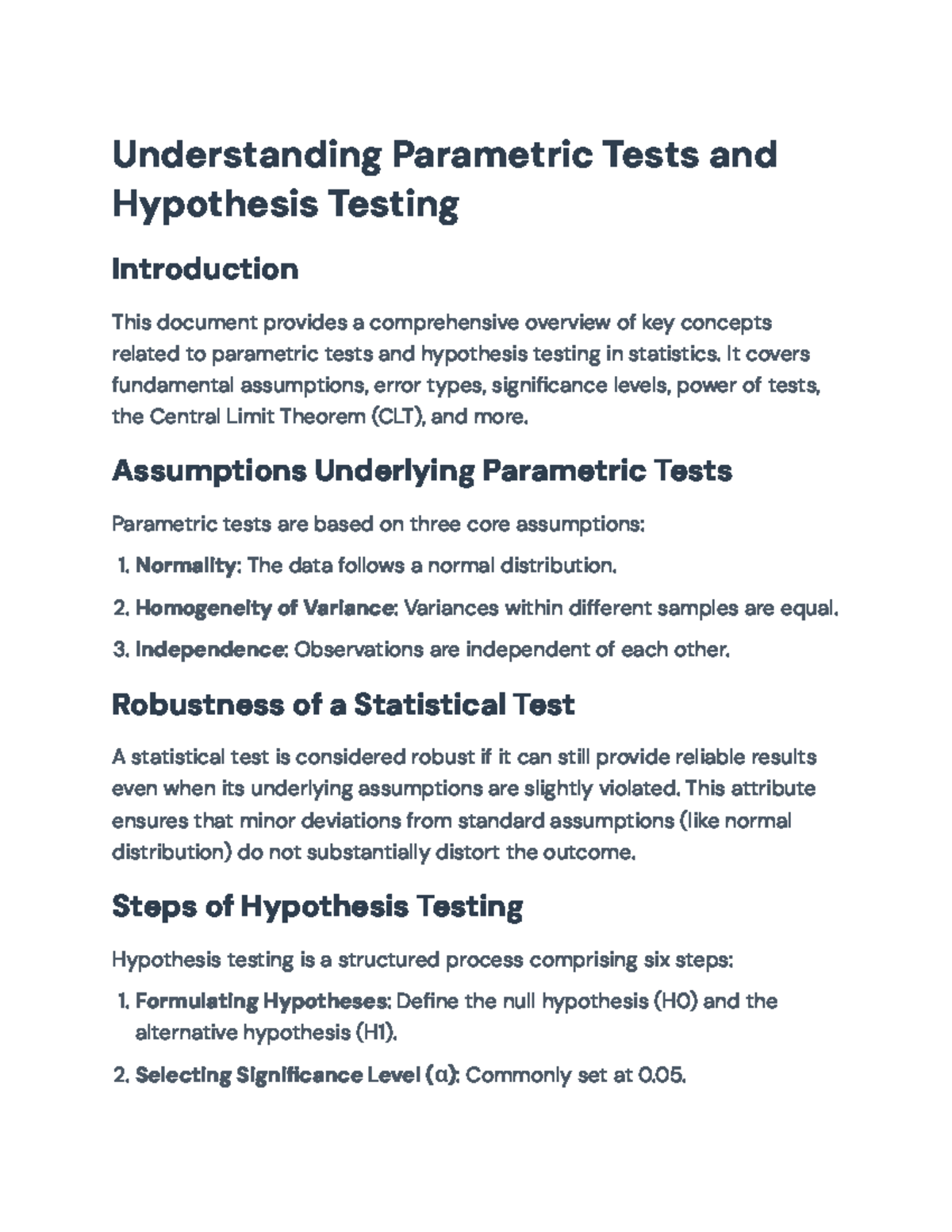 Understanding Parametric Tests and Hypothesis Testing in Statistics ...
