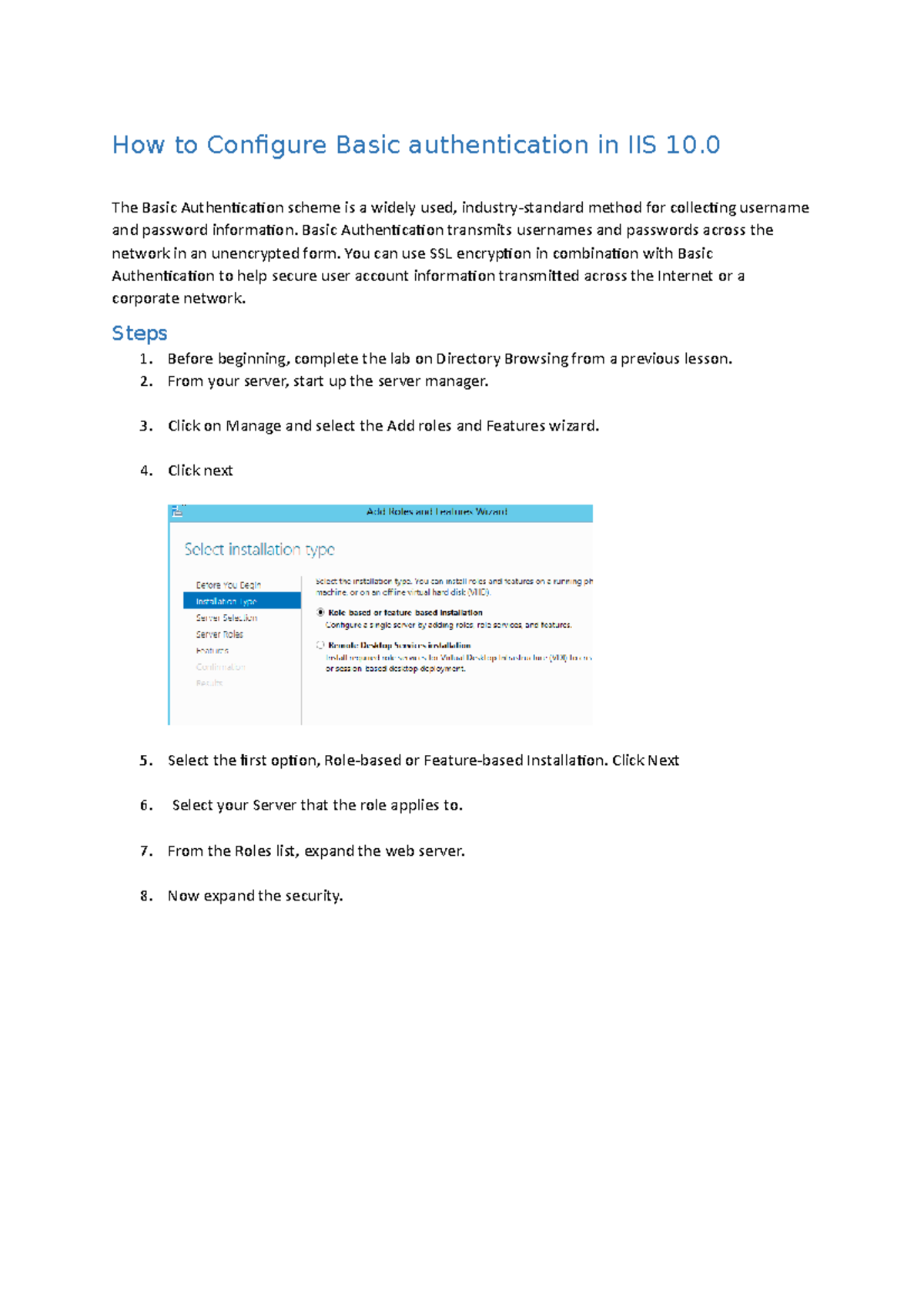 Configuring Basic Authentication in IIS 10: Step-by-Step Guide - Studocu