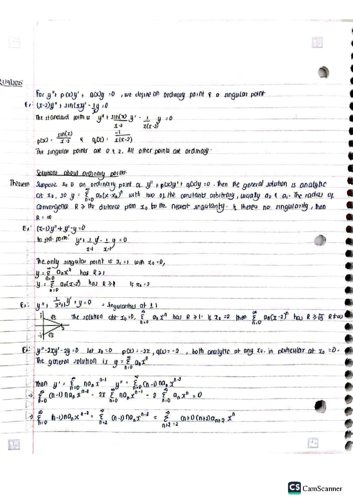 Math 101 - Lecture 6 Notes on Ordinary and Singular Points - Studocu