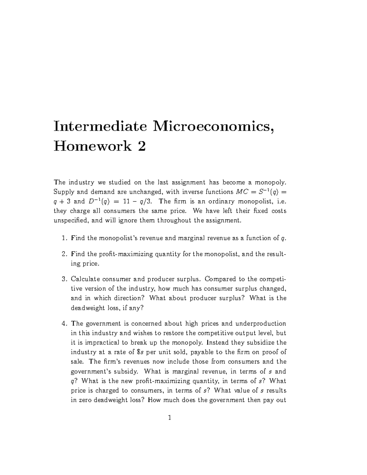 Assign 2 Questions - Intermediate Microeconomics Fall 2020 - Studocu