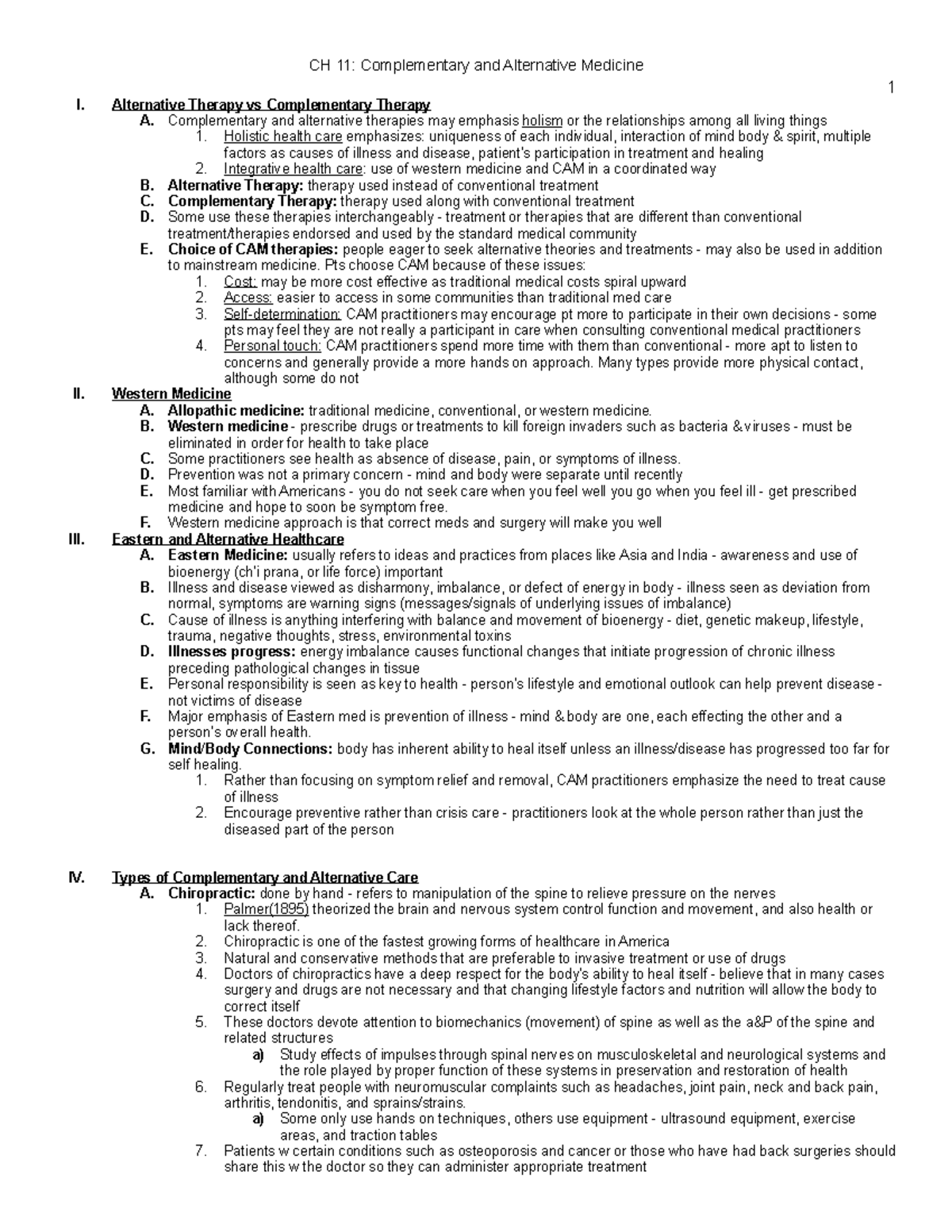 CH 11 - Nursing Care Fundamentals: Complementary & Alternative Med ...