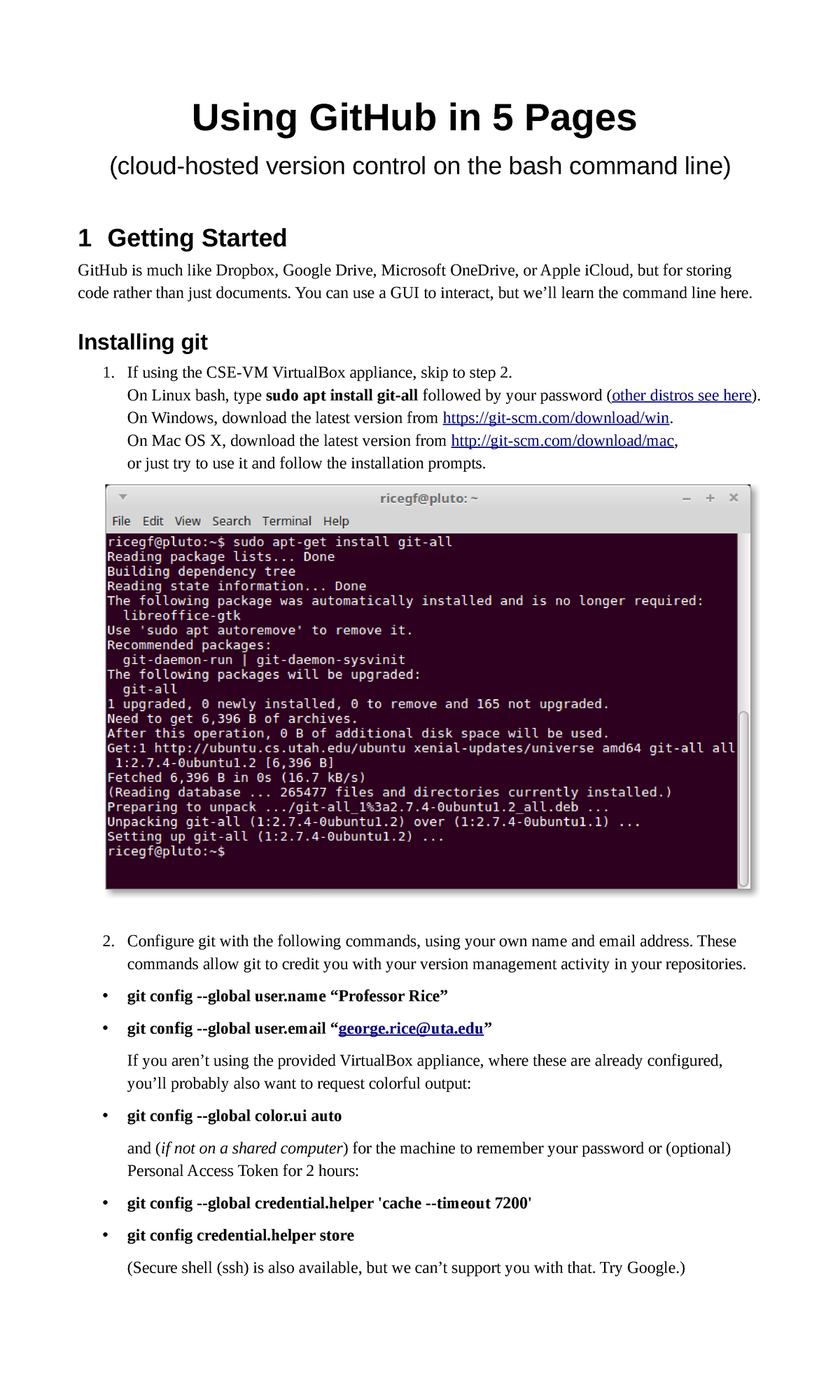 CSE-1325 GitHub Usage Guide: Getting Started in 5 Pages - Studocu