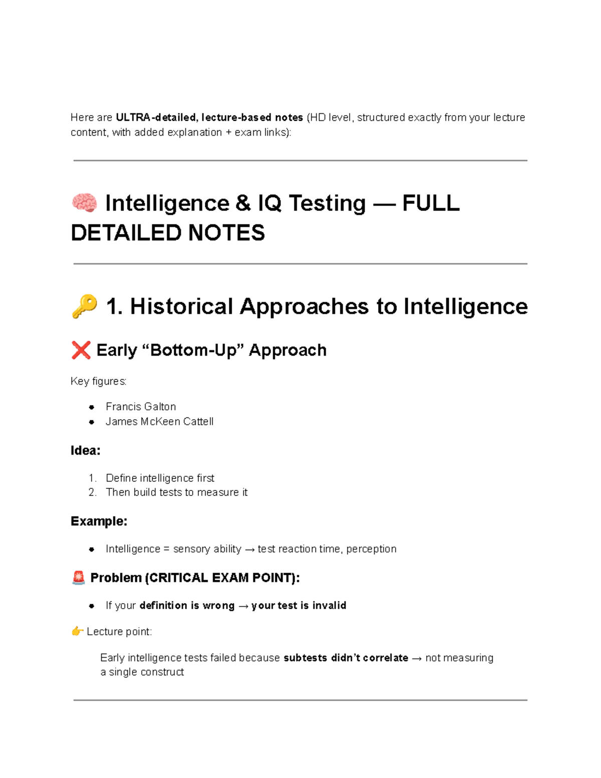 COg Sci - Marh 18 - Detailed Notes on Intelligence IQ Testing - Studocu