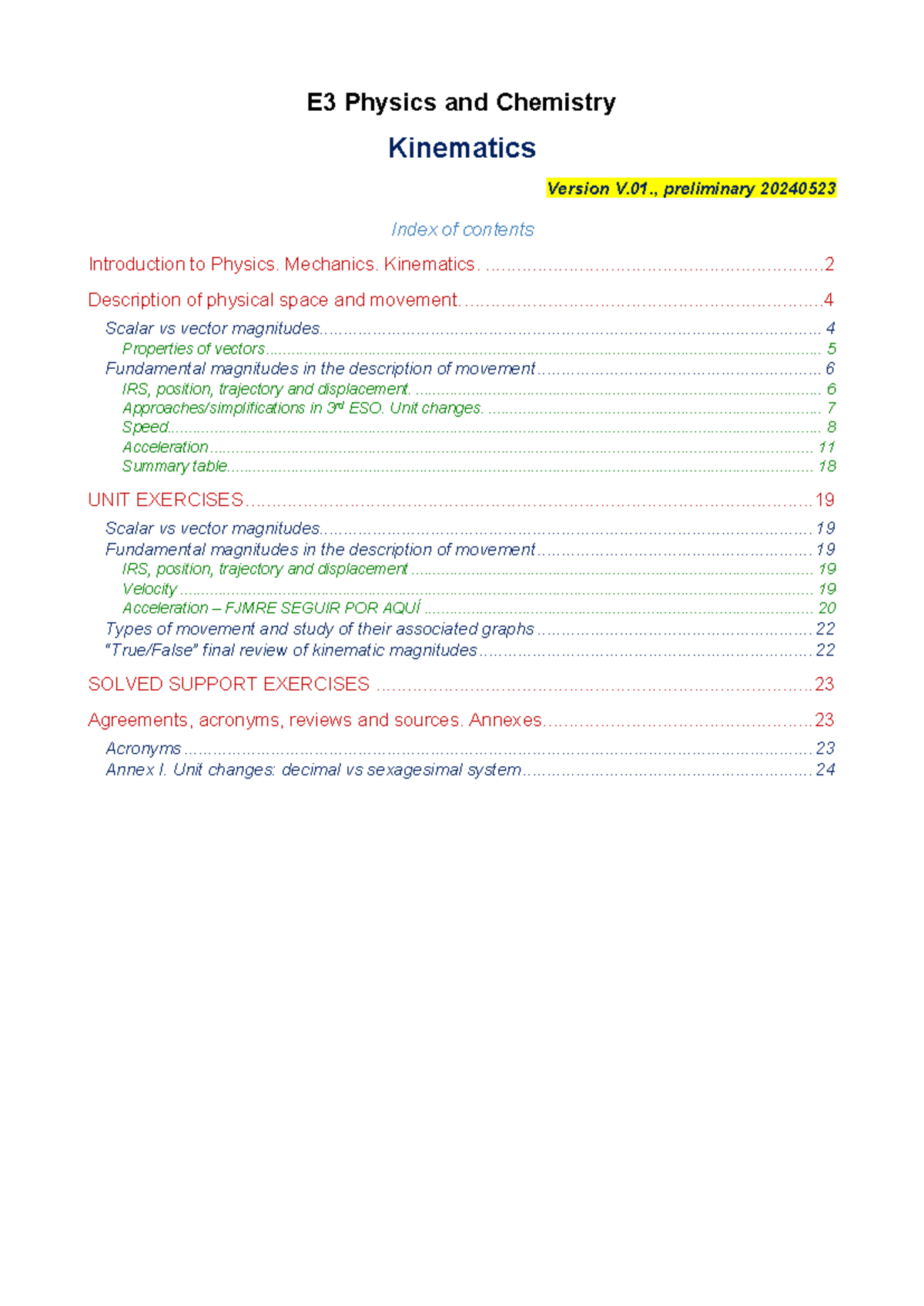 E3 Physics & Chemistry Kinematics: Comprehensive Study Guide V.01 - Studocu