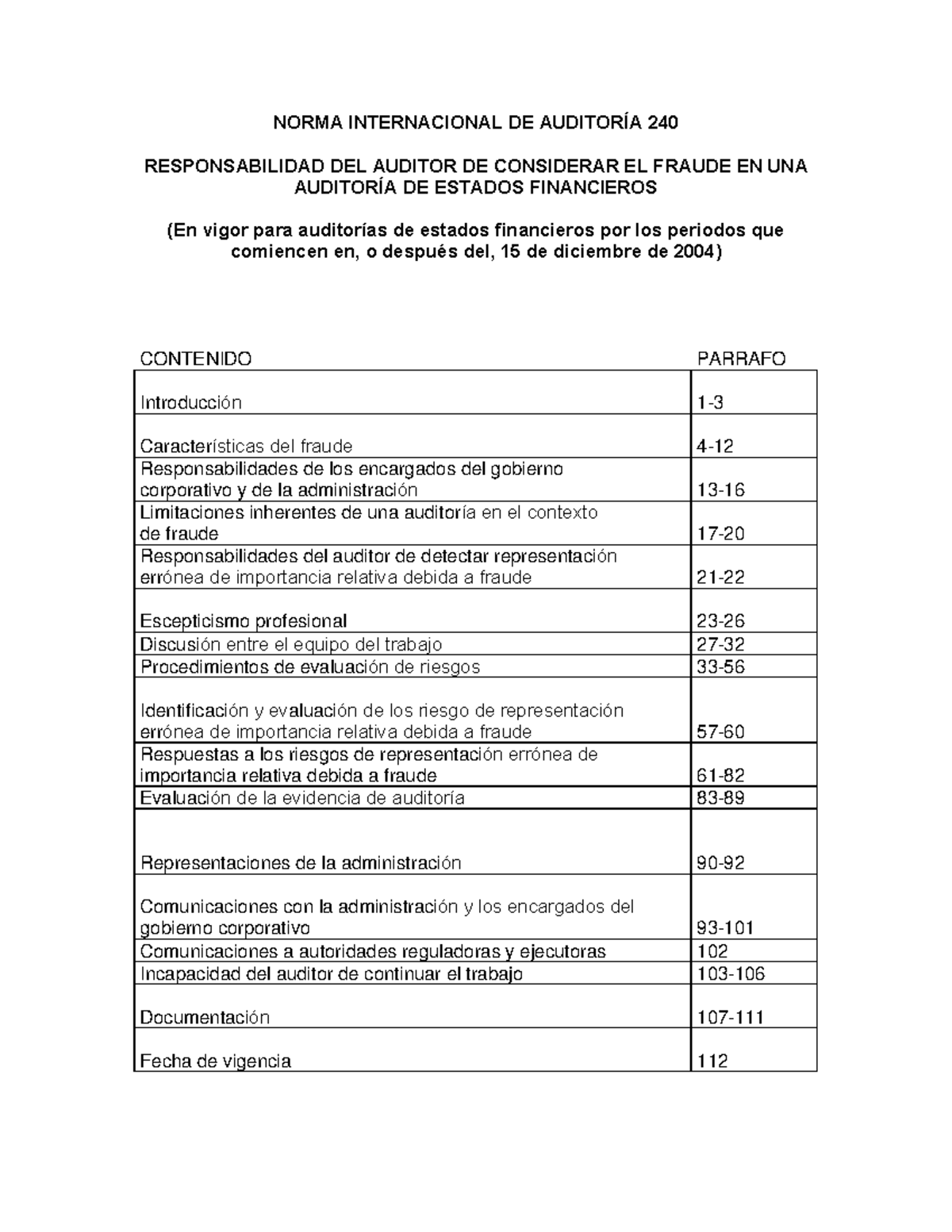 NIA 240: Responsabilidad del Auditor en la Detección de Fraude en ...