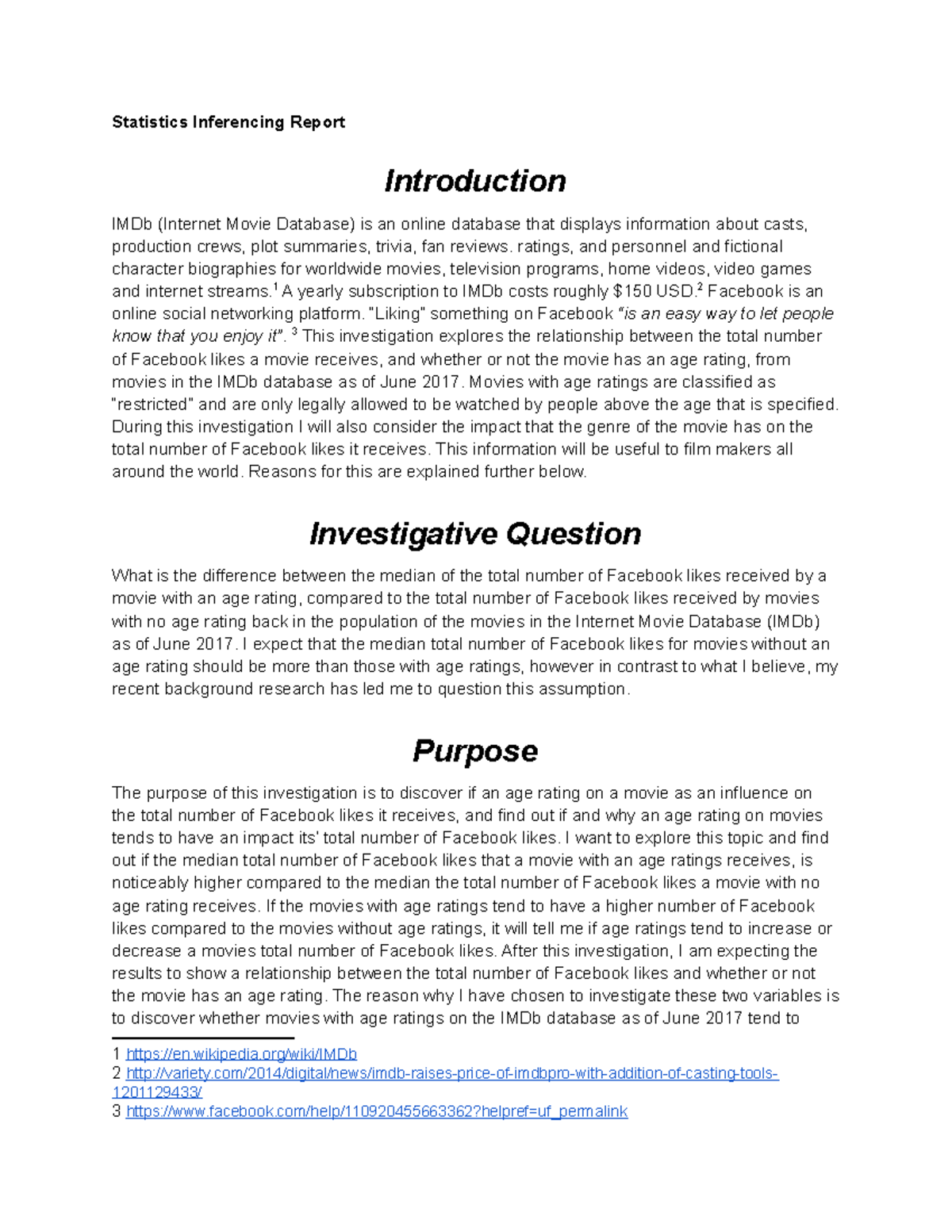 Inferencing Report: Age Ratings & Facebook Likes in Movies (NCEA L3 ...