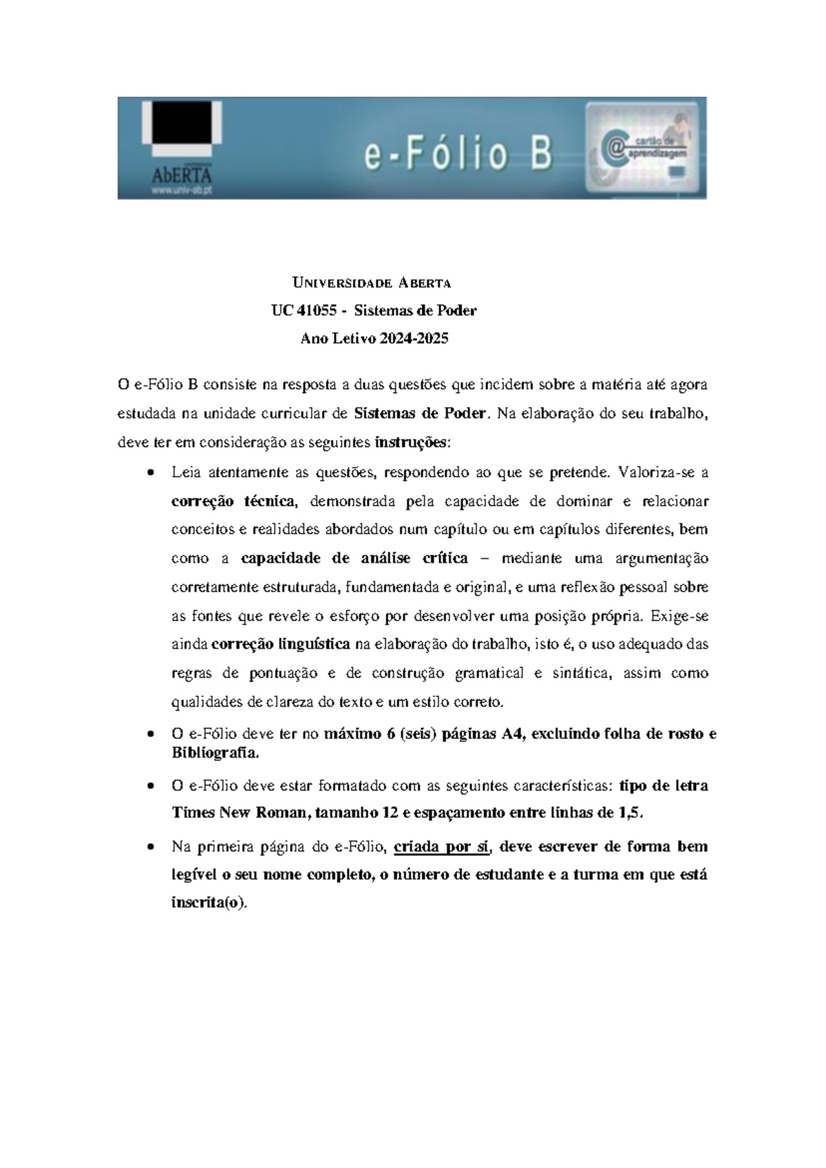 E-Fólio B 41055 - Efolio B _ Sistemas de Poder 2024/2025 - UNIVERSIDADE ...