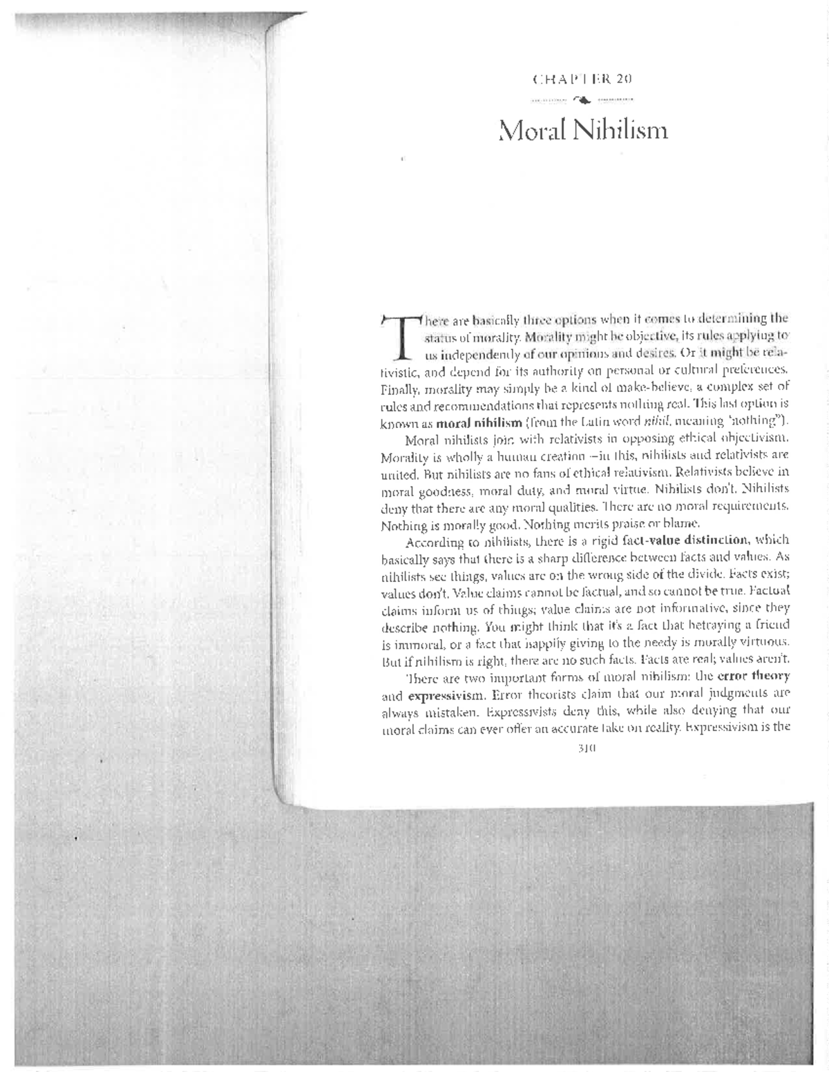 CHAPTER 20 Moral Nihilism: Understanding Error Theory and Expressivism ...