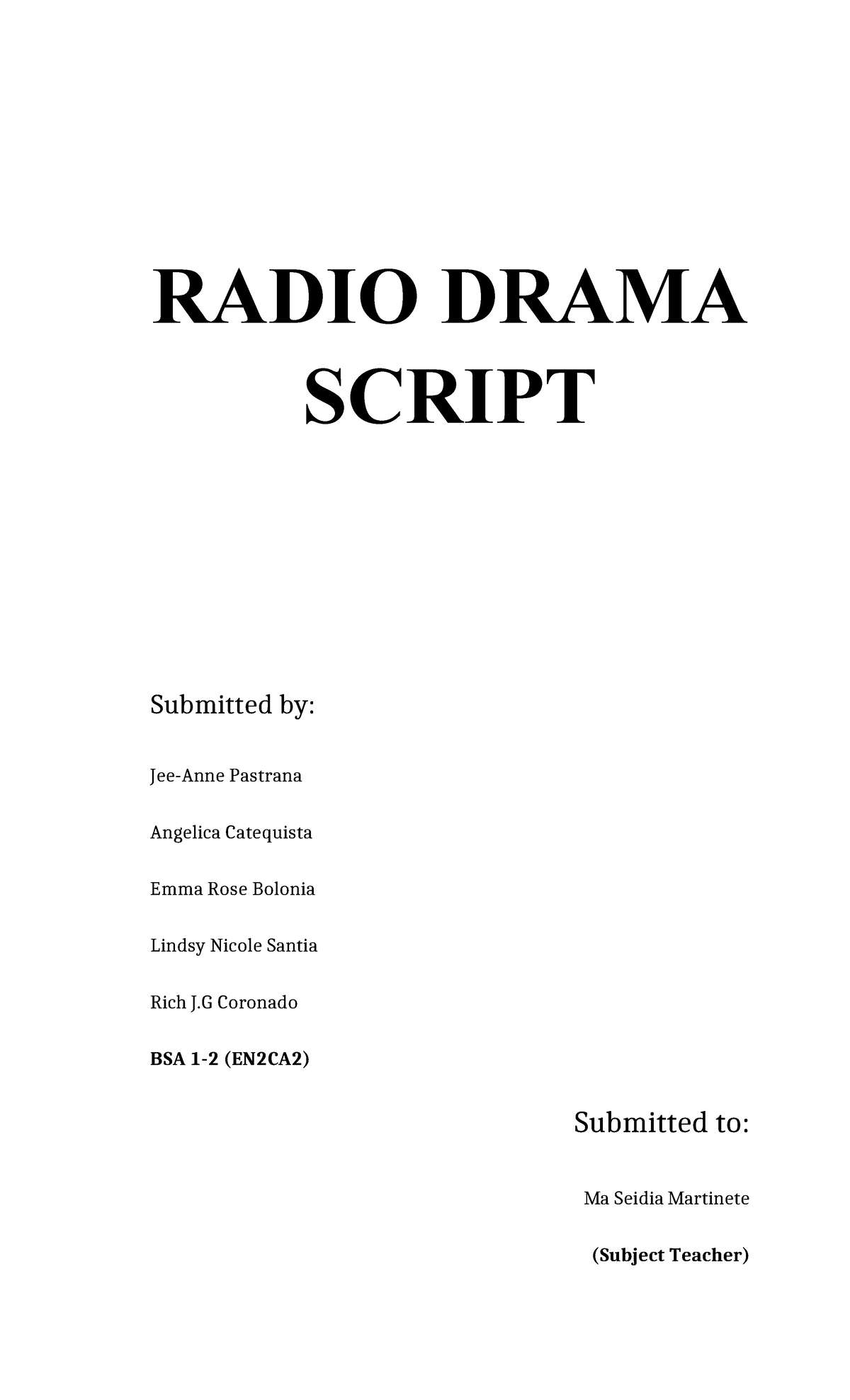 RADIO DRAMA SCRIPT: Footnote to Youth (BSA EN2CA2) - Studocu