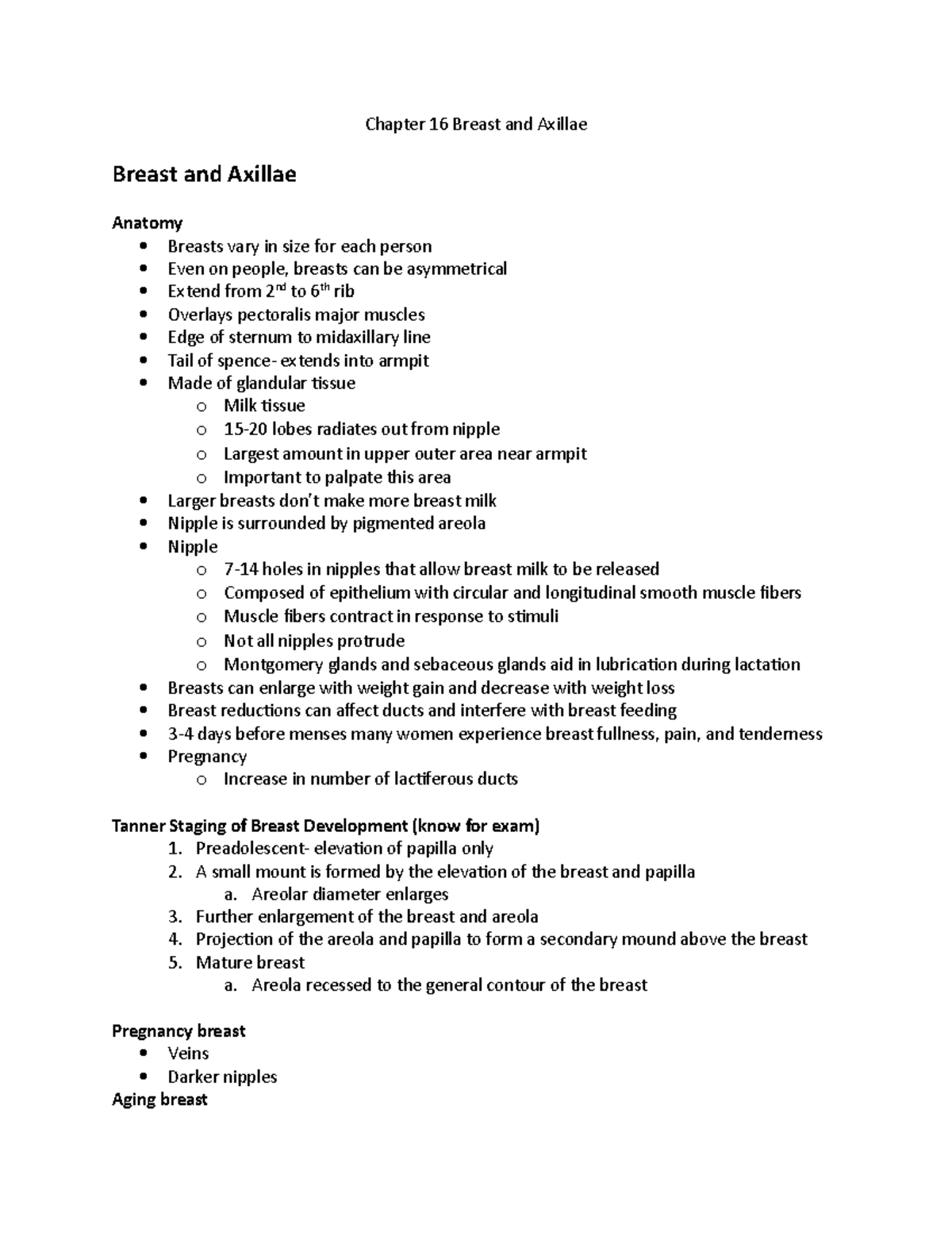 Wilson and Giddens Chapter 16: Anatomy and Health of Breast and Axillae ...