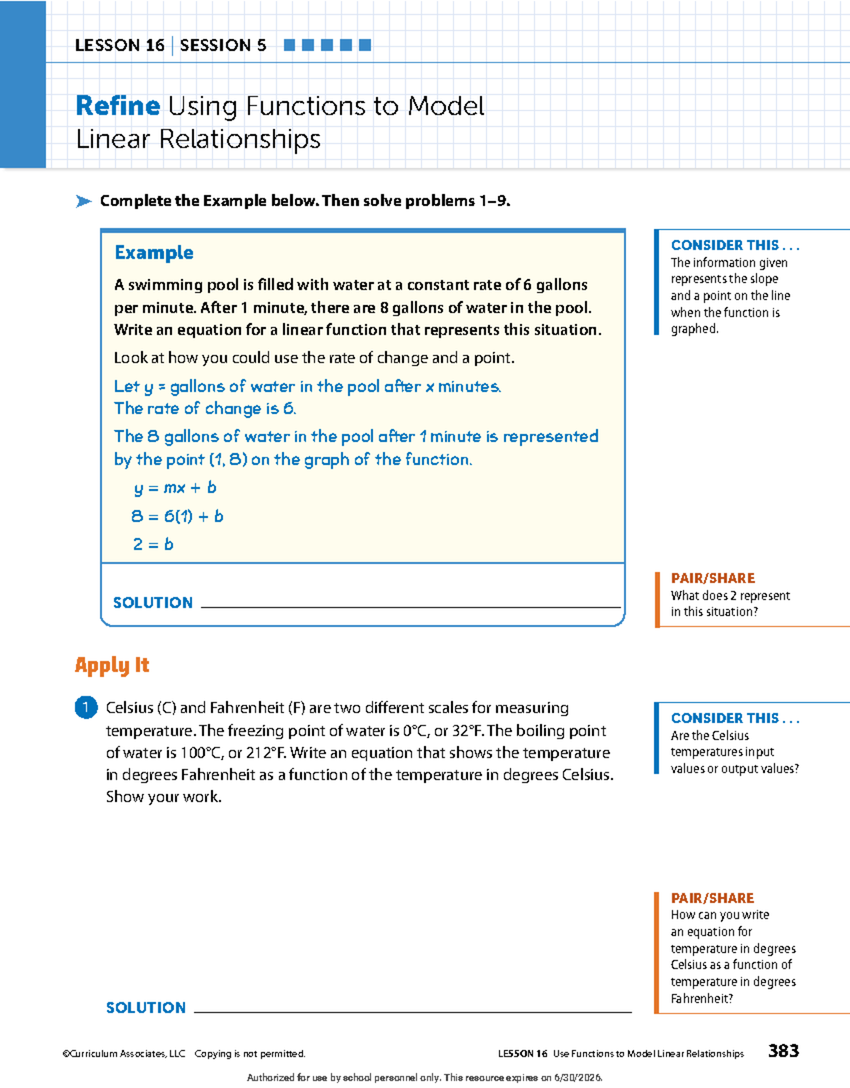 LESSON 16 SESSION 5 Study Guide: Modeling Linear Relationships - Studocu